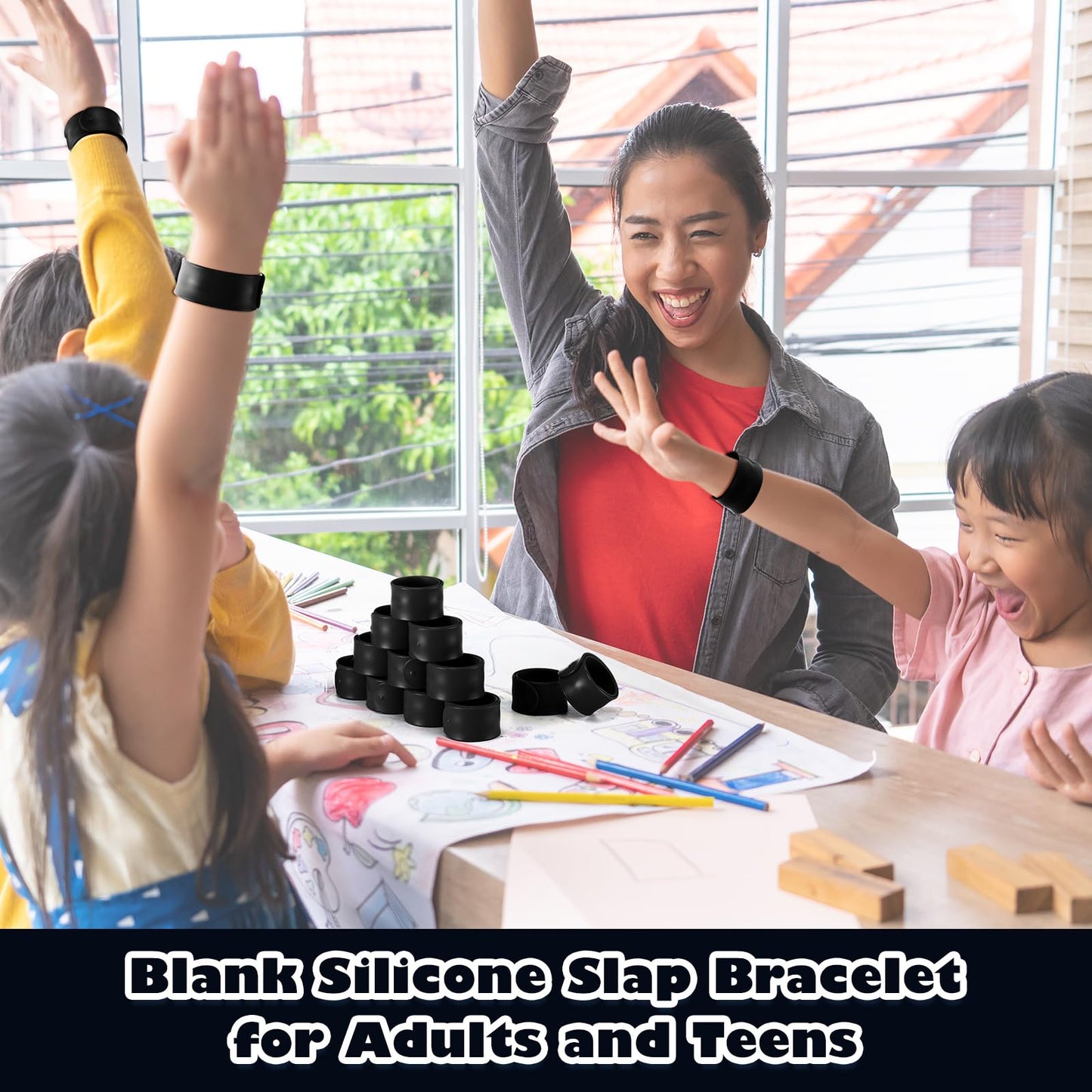 Vinsot 30-Pack Silicone Slap Bracelets – Blank DIY Wristbands for Kids, Parties & Classroom Crafts