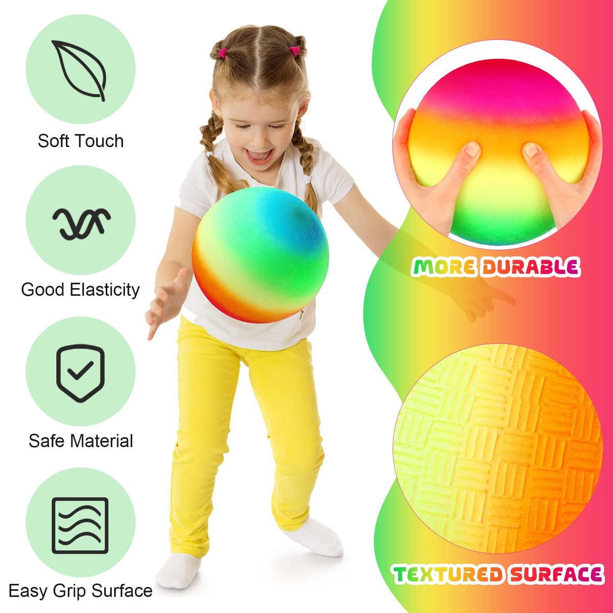 Vinsot 12 Pack 8.5 Inch Playground Balls with Pump – Bulk Bouncy Balls for Kids, Indoor & Outdoor (Mixed Color)