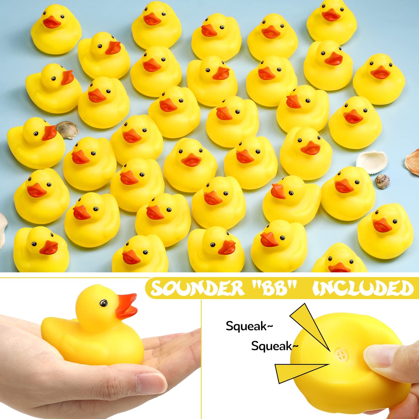 Vinsot 30-Pack Yellow Rubber Ducks – Squeaky Bath Toys & Party Decor