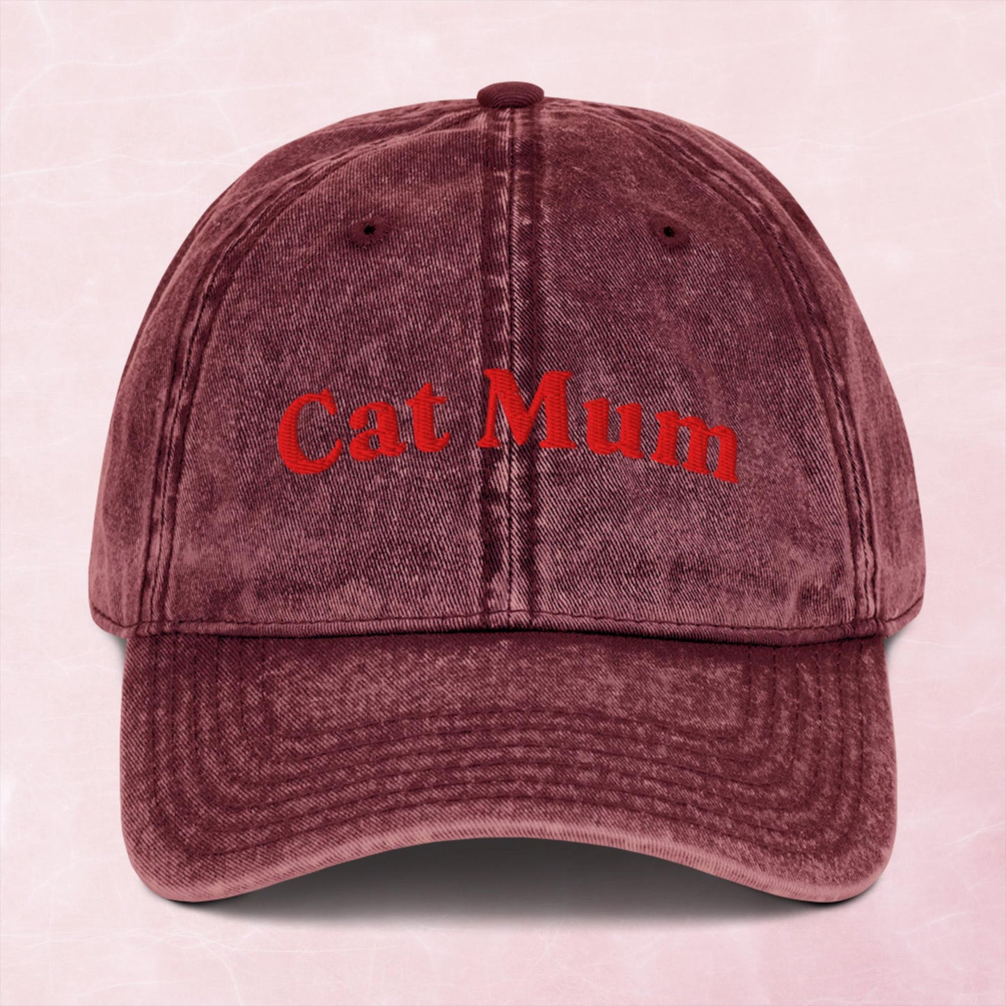 Cool quirky embroidered cat mum funny Vintage effect Cotton Twill Cap