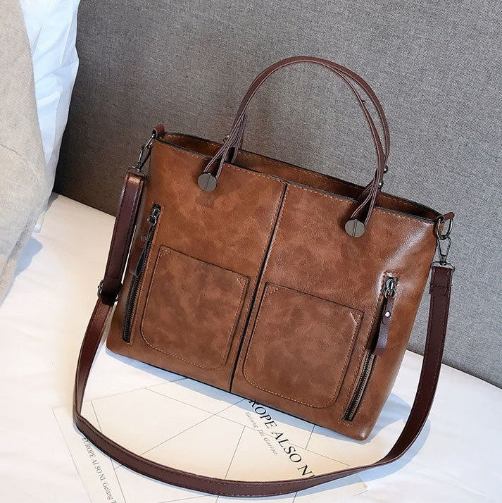 Vintage PU Shoulder Bag, Ladies' Causal Totes