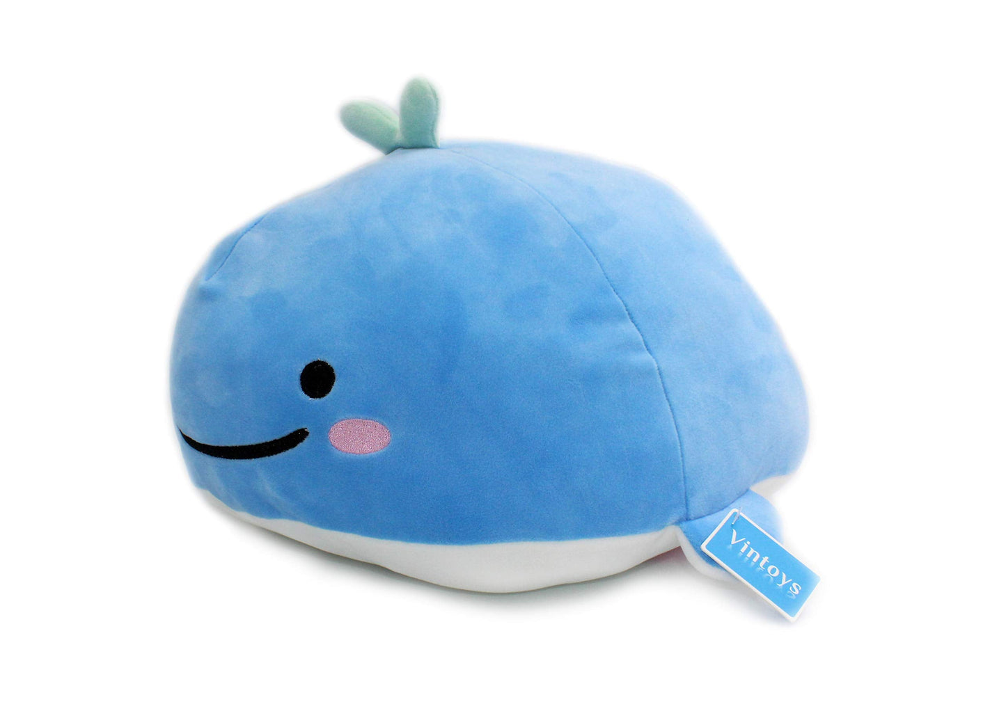 Vintoys Very Soft Blue Whale Plush Pillow – 17" Hugging Toy for Kids
