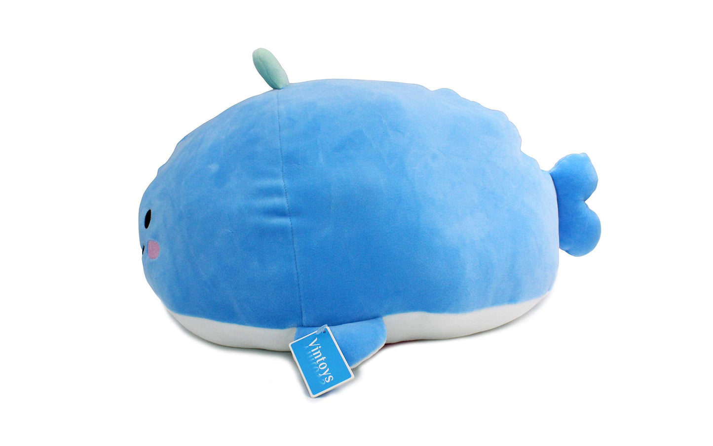Vintoys Very Soft Blue Whale Plush Pillow – 17" Hugging Toy for Kids