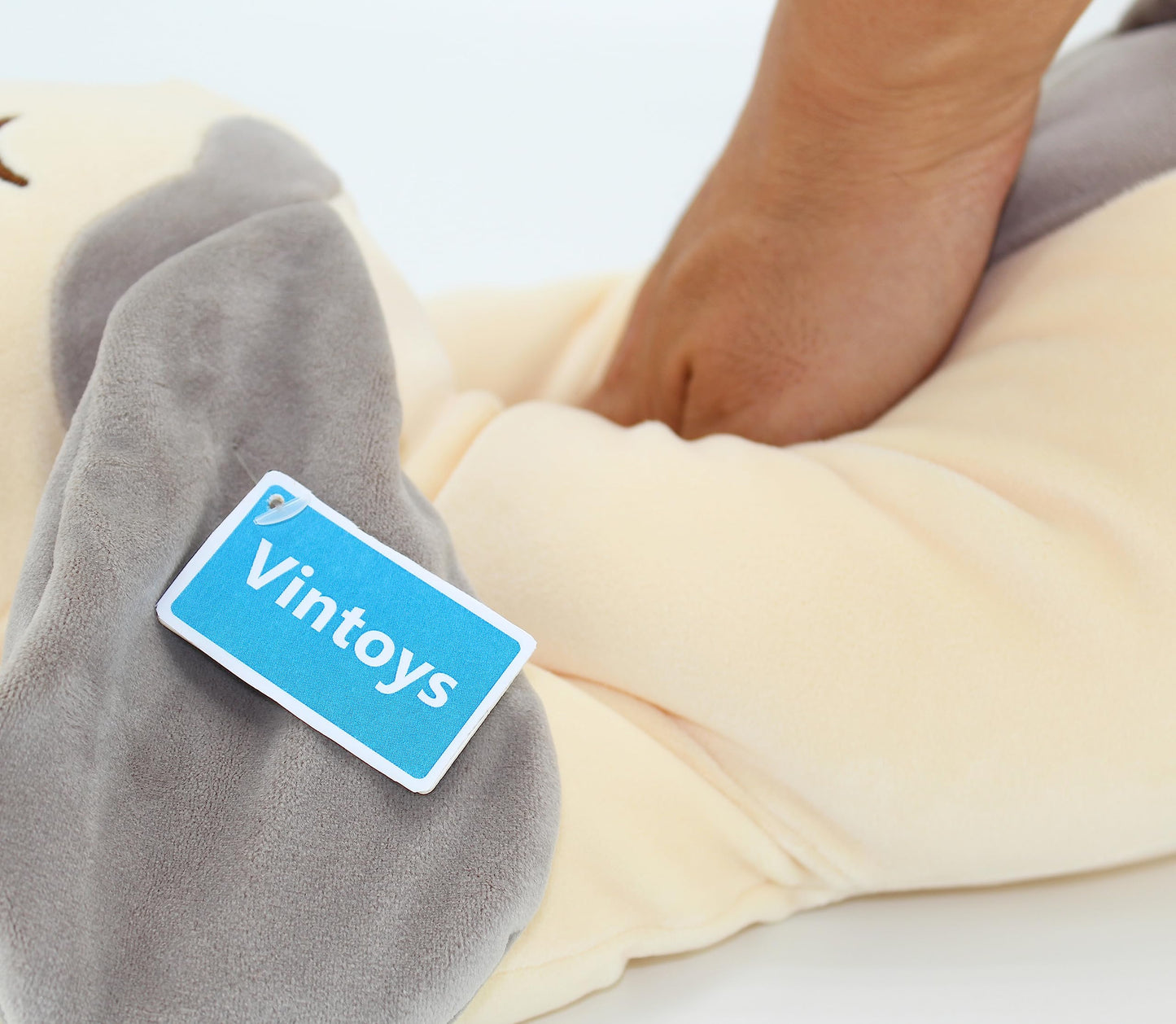 Vintoys Very Soft Dog Hugging Pillow Plush – Gray, 23.5-Inch