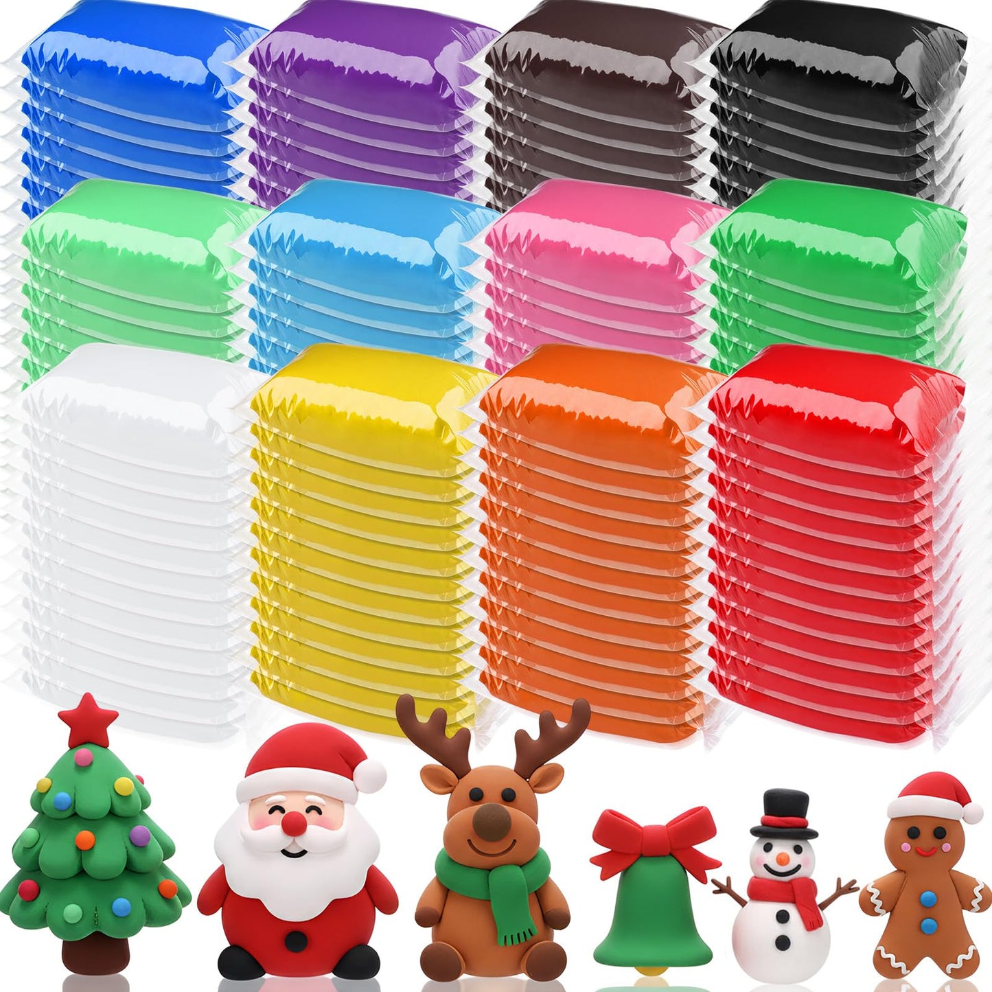VioraWhite 144 Pcs Air Dry Clay Bulk Kit — Mardi Gras Colors for Kids & DIY Crafts