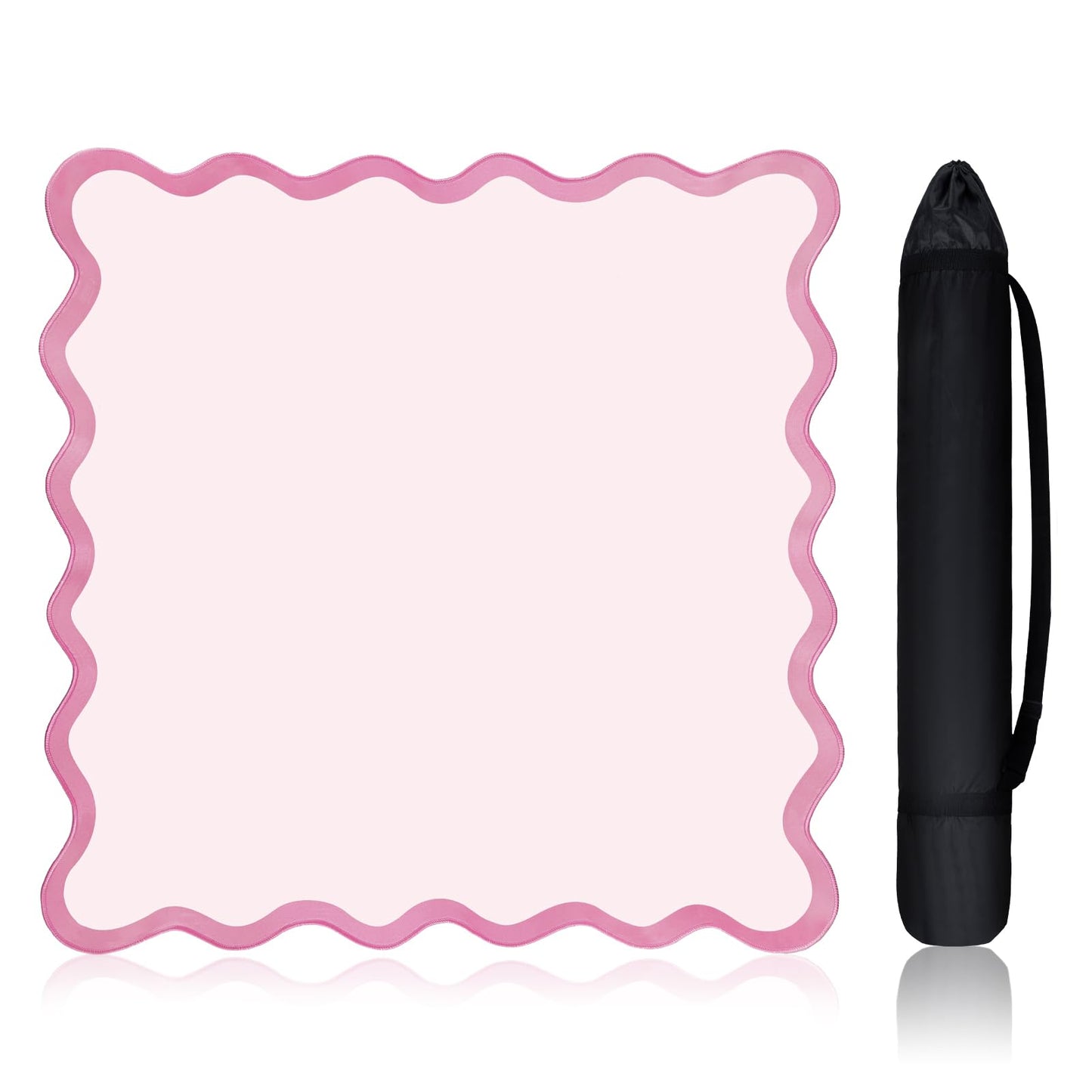 VioraWhite 21x21 Travel Mini Mahjong Mat – Pink Scalloped, Anti-Slip