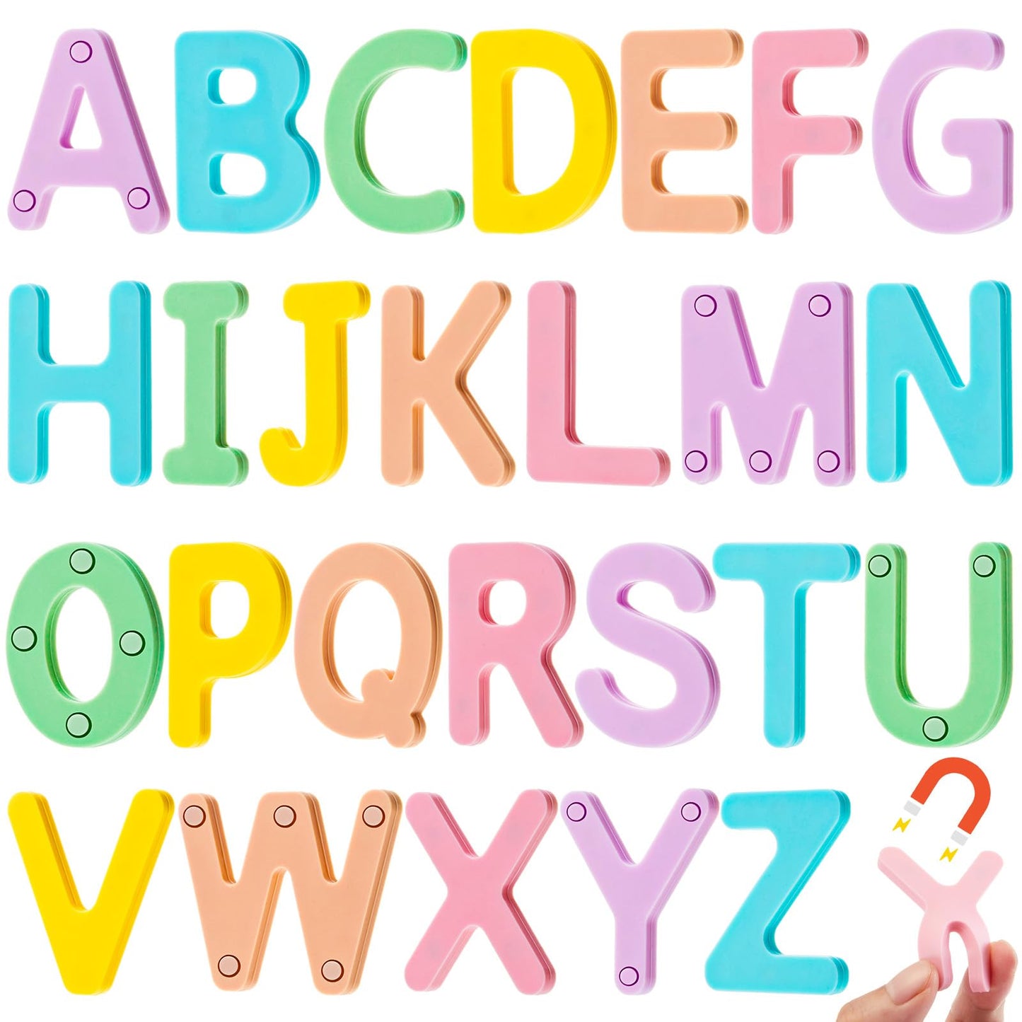 VioraWhite 26 Pcs Food Grade Silicone Letter Magnets – Alphabet Magnetic Letters for Fridge, Sealed Magnets, CPC Certified
