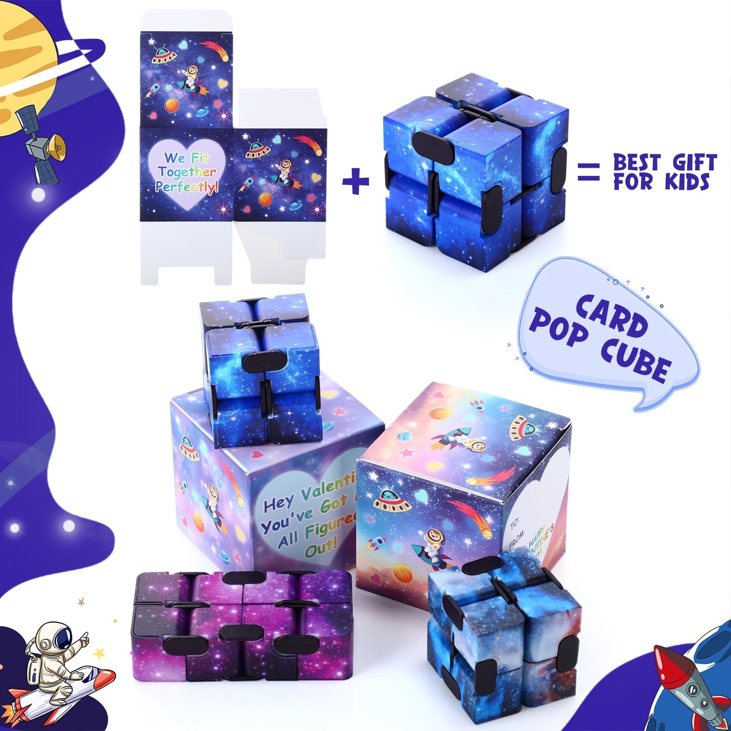 VioraWhite 28-Piece Valentines Day Stress Cube Gift Set - Starry Style