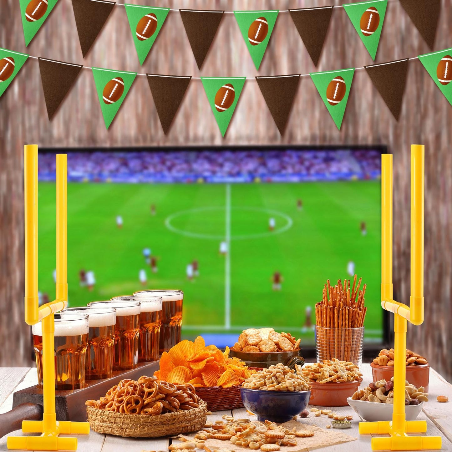 VioraWhite 2-Pack Football Goal Centerpiece – Yellow Plastic Soccer Decor (19.69 x 11.81 in)