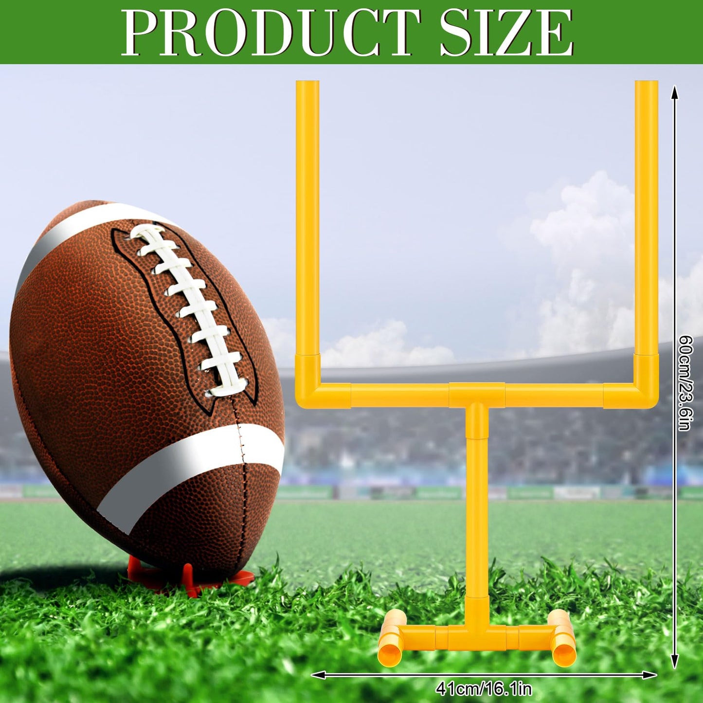 VioraWhite 2-Pack Football Goal Centerpiece – Yellow Plastic Soccer Decor (19.69 x 11.81 in)