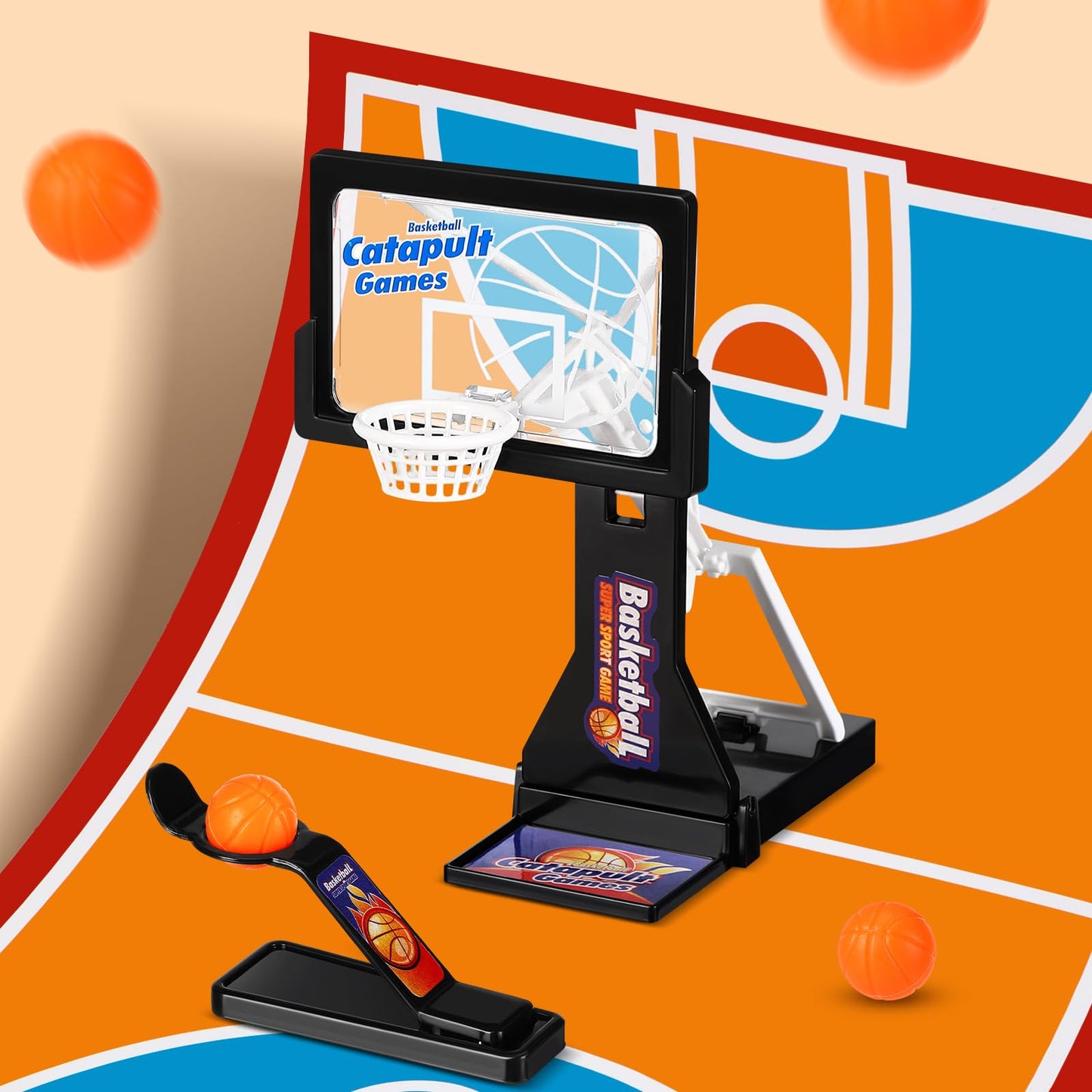 VioraWhite 8 Pack Desktop Basketball Game – Tabletop Hoop Set, Mini Balls & Stress-Relief Fun