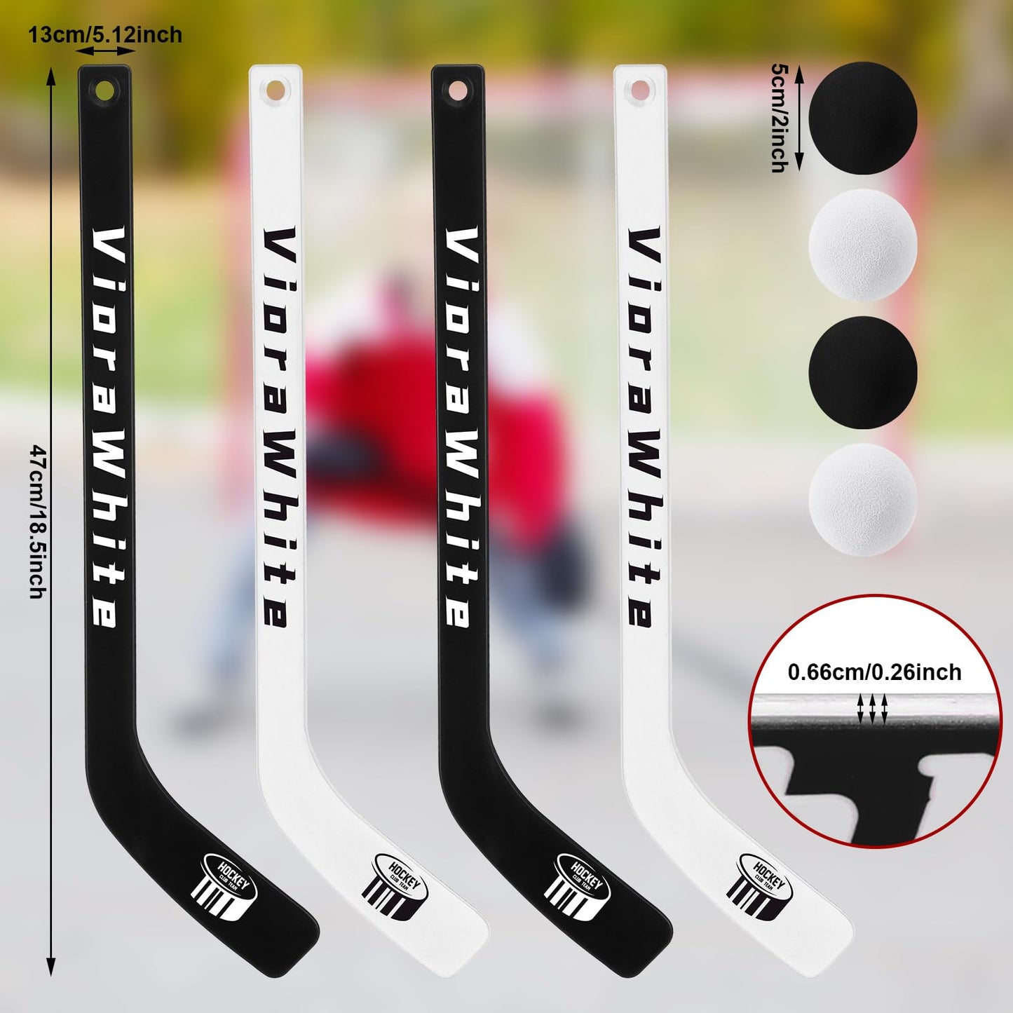 VioraWhite 8 Pcs Mini Knee Hockey Set — 4 Sticks + 4 Foam Balls for Indoor Play