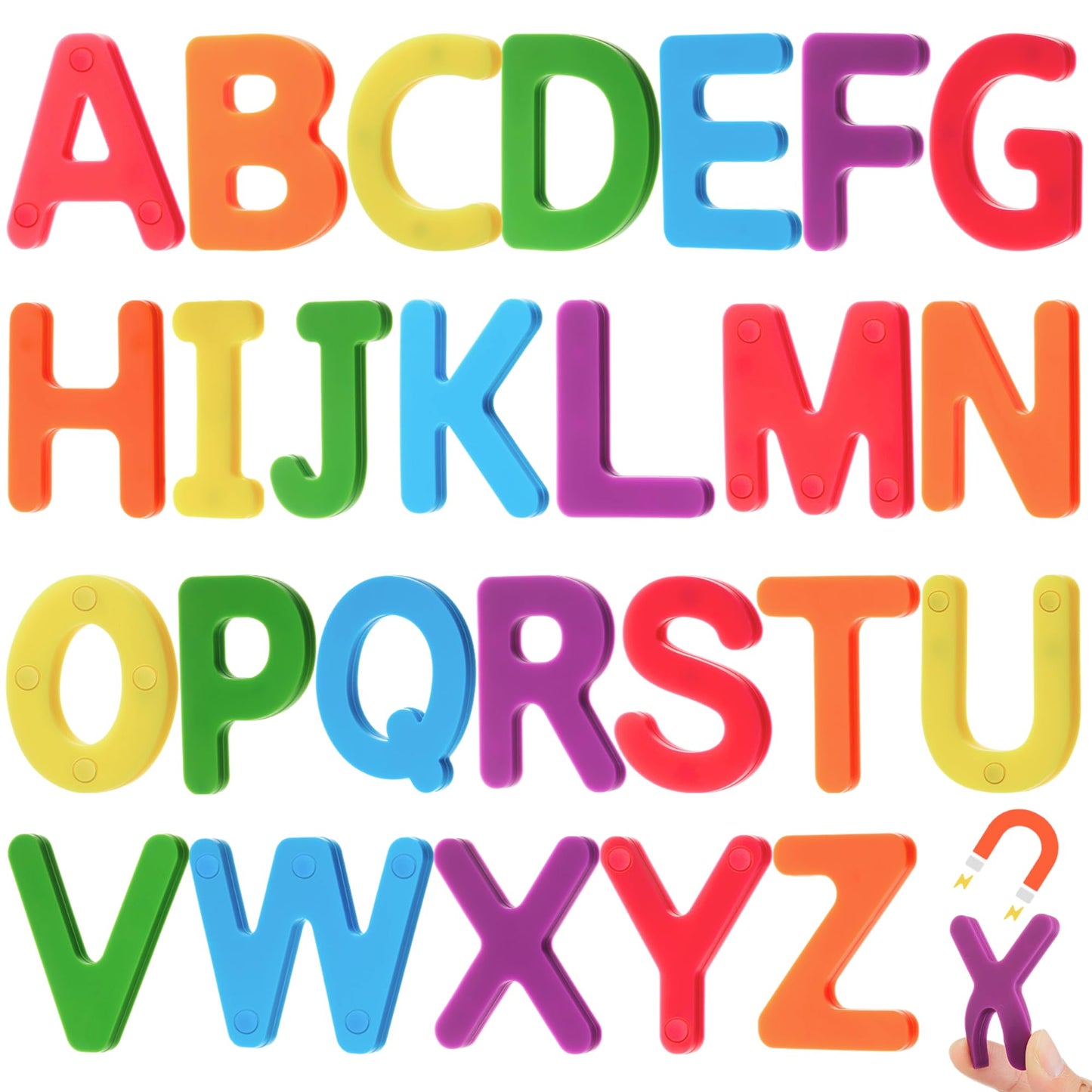 VioraWhite 26 Pcs Food Grade Silicone Alphabet Magnets – Rainbow Color Letters for Toddlers