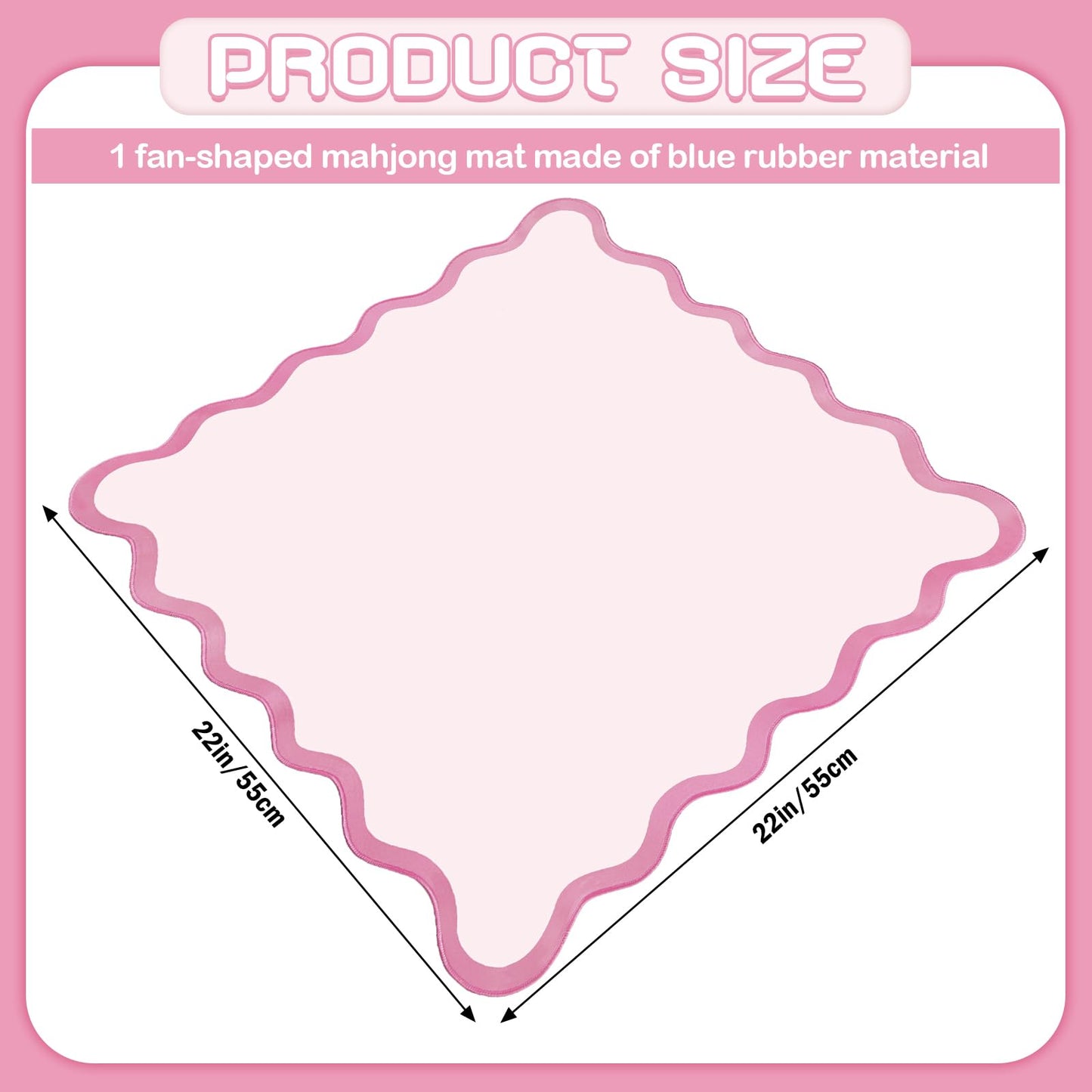 VioraWhite 21x21 Travel Mini Mahjong Mat – Pink Scalloped, Anti-Slip