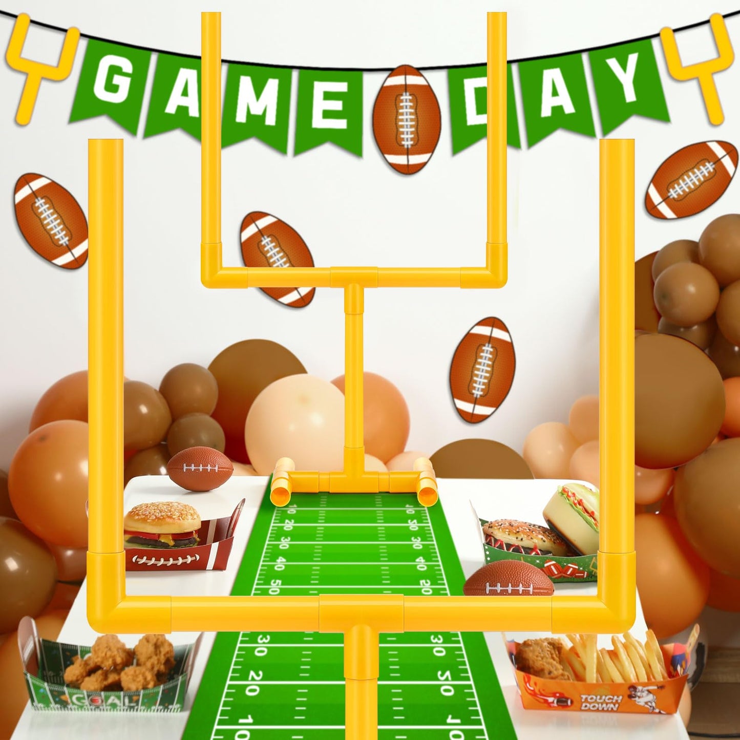 VioraWhite 2-Pack Football Goal Centerpiece – Yellow Plastic Soccer Decor (19.69 x 11.81 in)