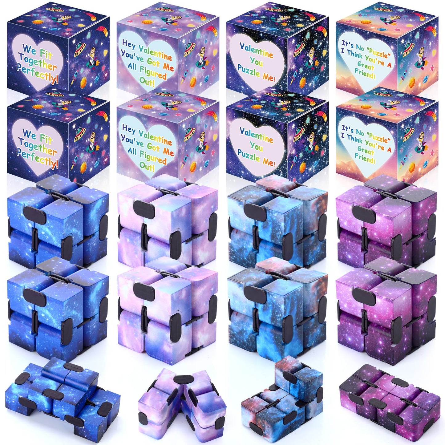 VioraWhite 28-Piece Valentines Day Stress Cube Gift Set - Starry Style