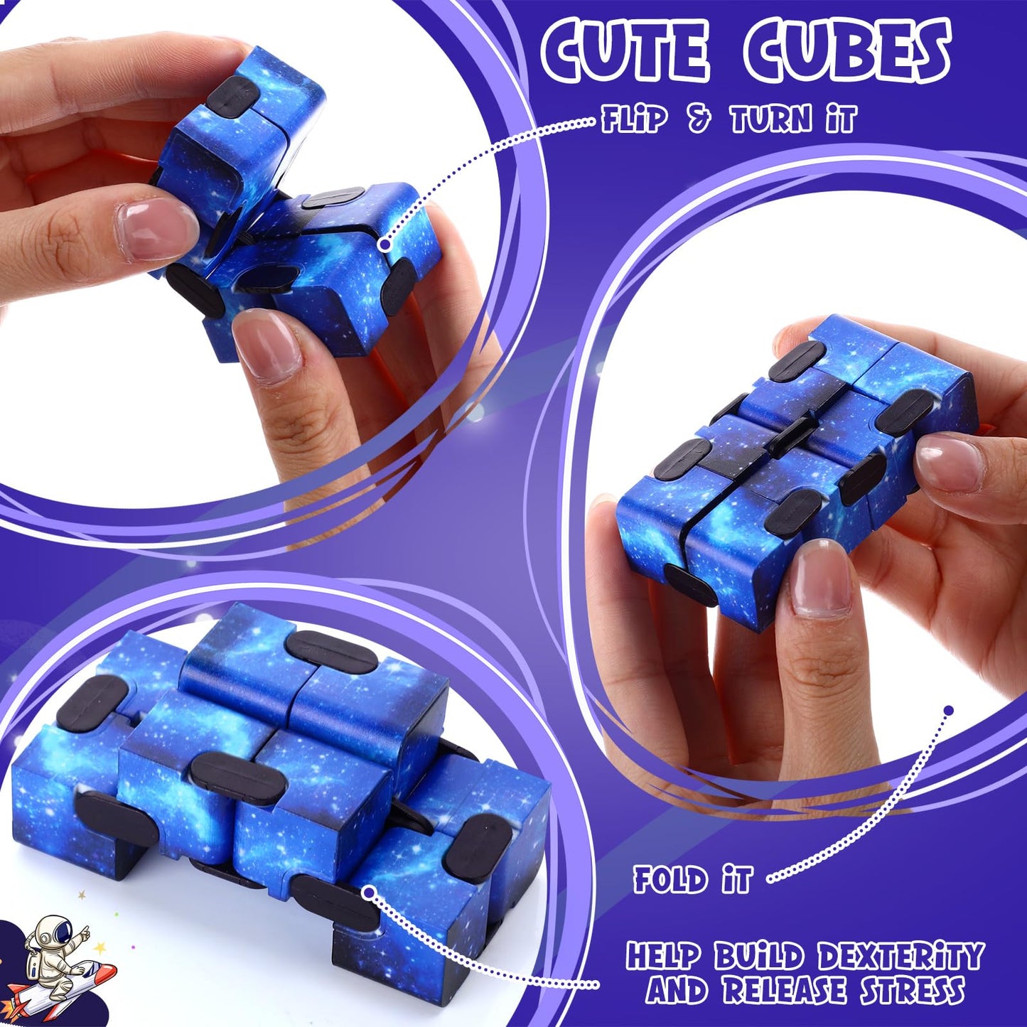 VioraWhite 28-Piece Valentines Day Stress Cube Gift Set - Starry Style