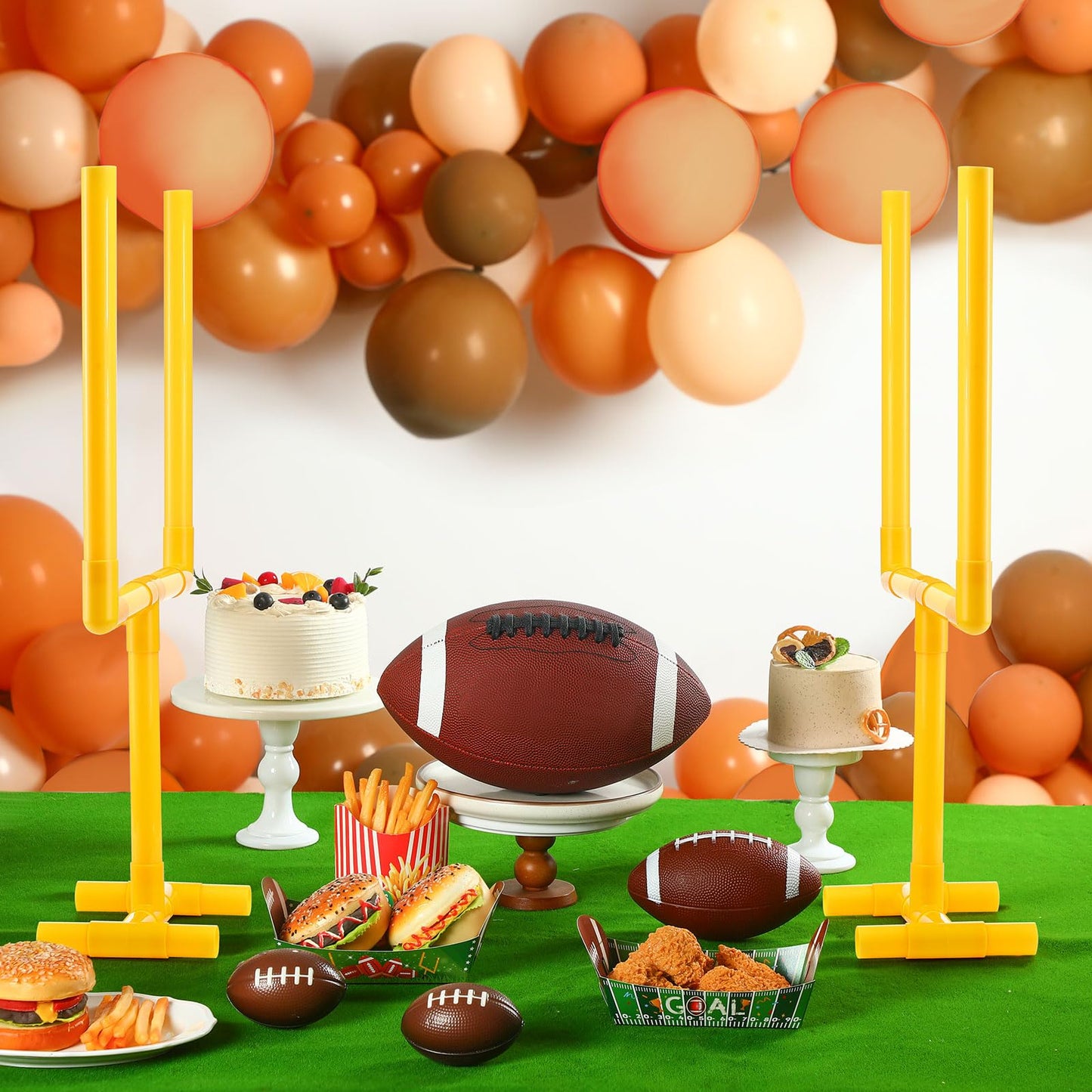 VioraWhite 2-Pack Football Goal Centerpiece – Yellow Plastic Soccer Decor (19.69 x 11.81 in)