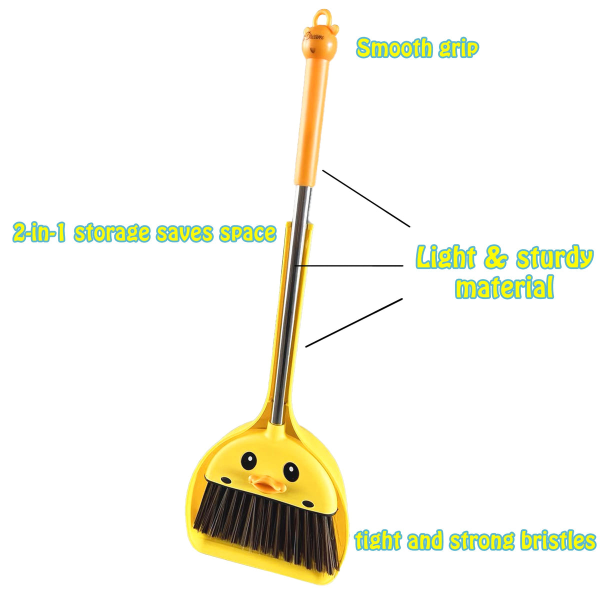 VIPAMZ Mini Broom & Dustpan Set for Kids – Cute Yellow Duck Design