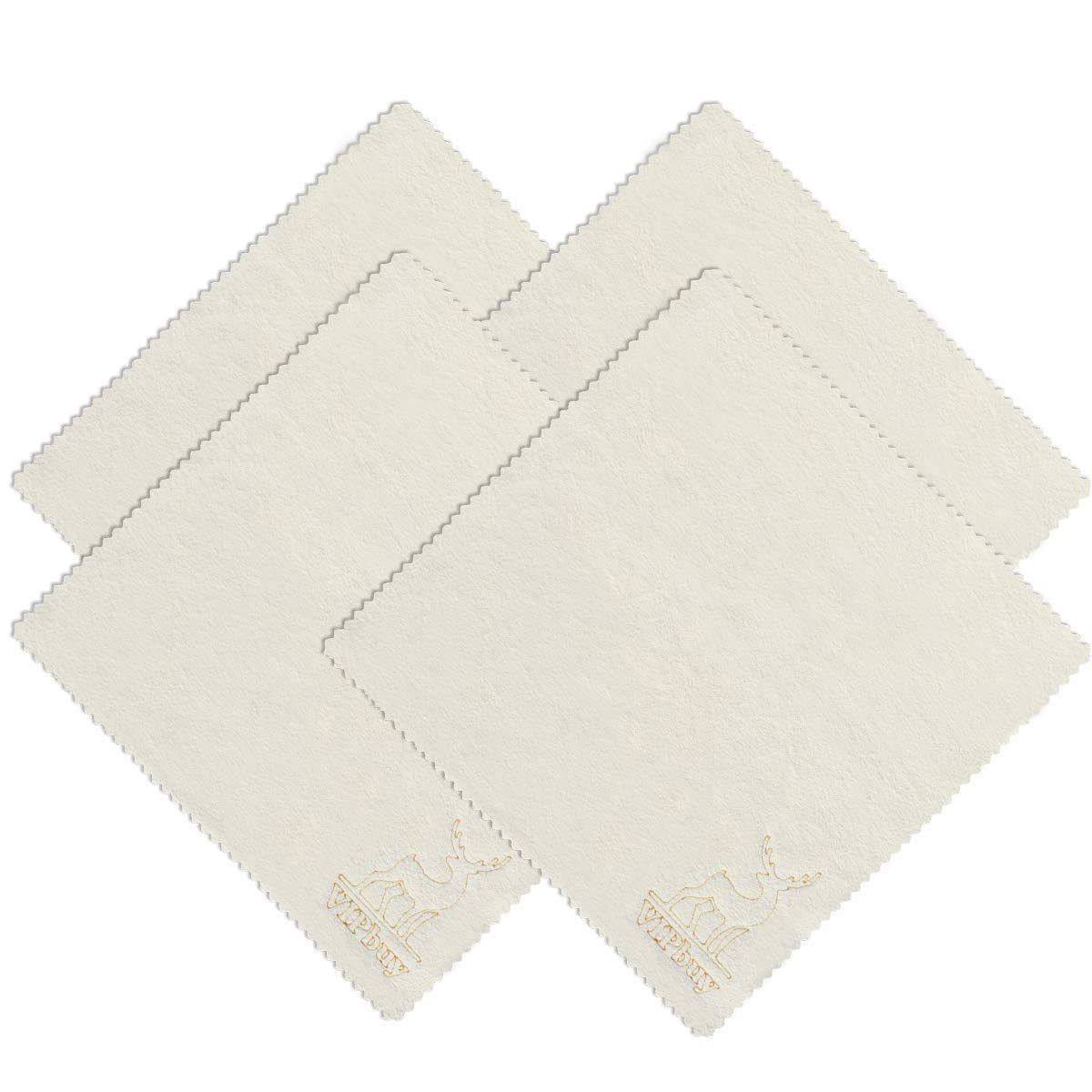 VIPbuy 4 Pack Natural Chamois Cleaning Cloths (8x8) for Glasses & Screens