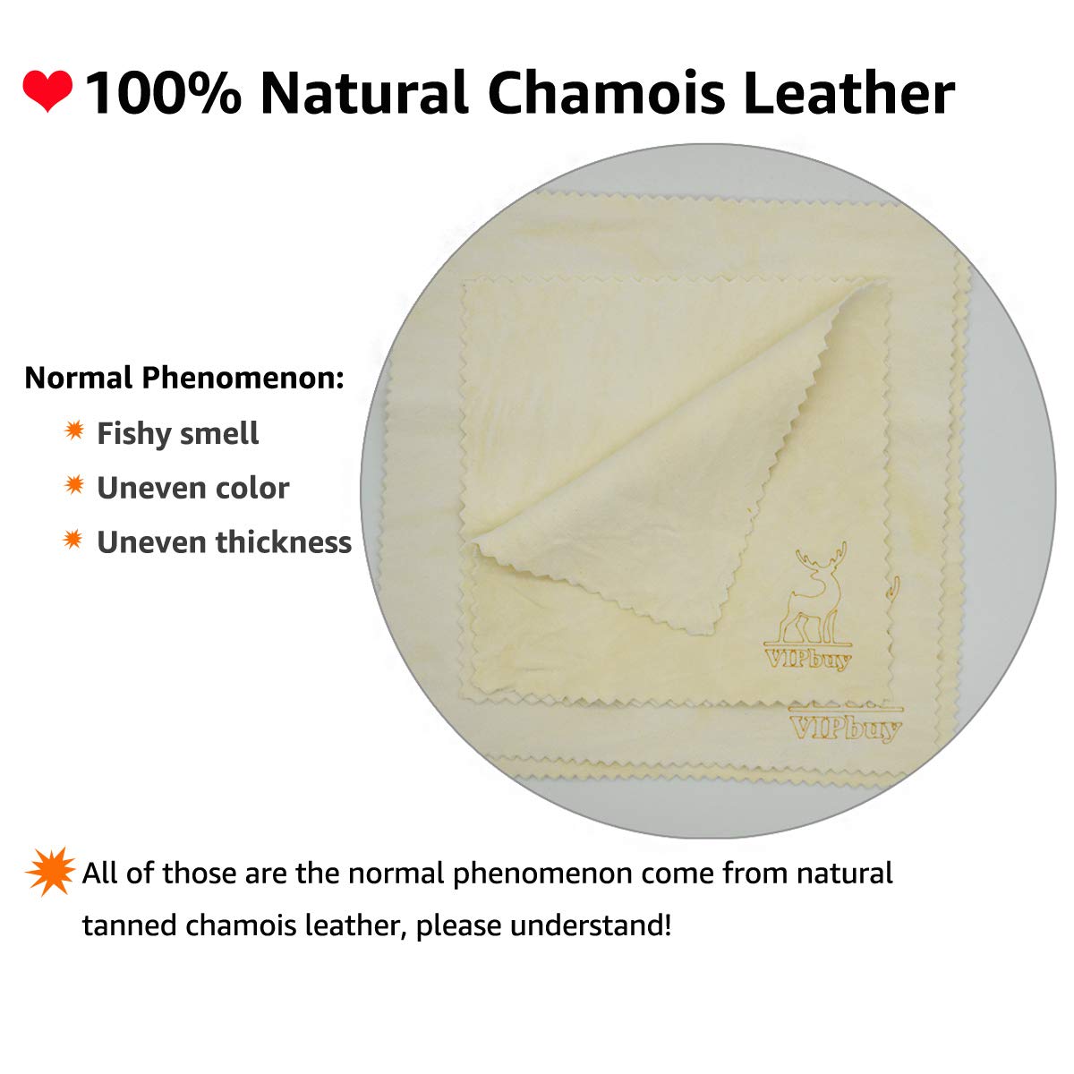 VIPbuy 4 Pack Natural Chamois Cleaning Cloths (8x8) for Glasses & Screens