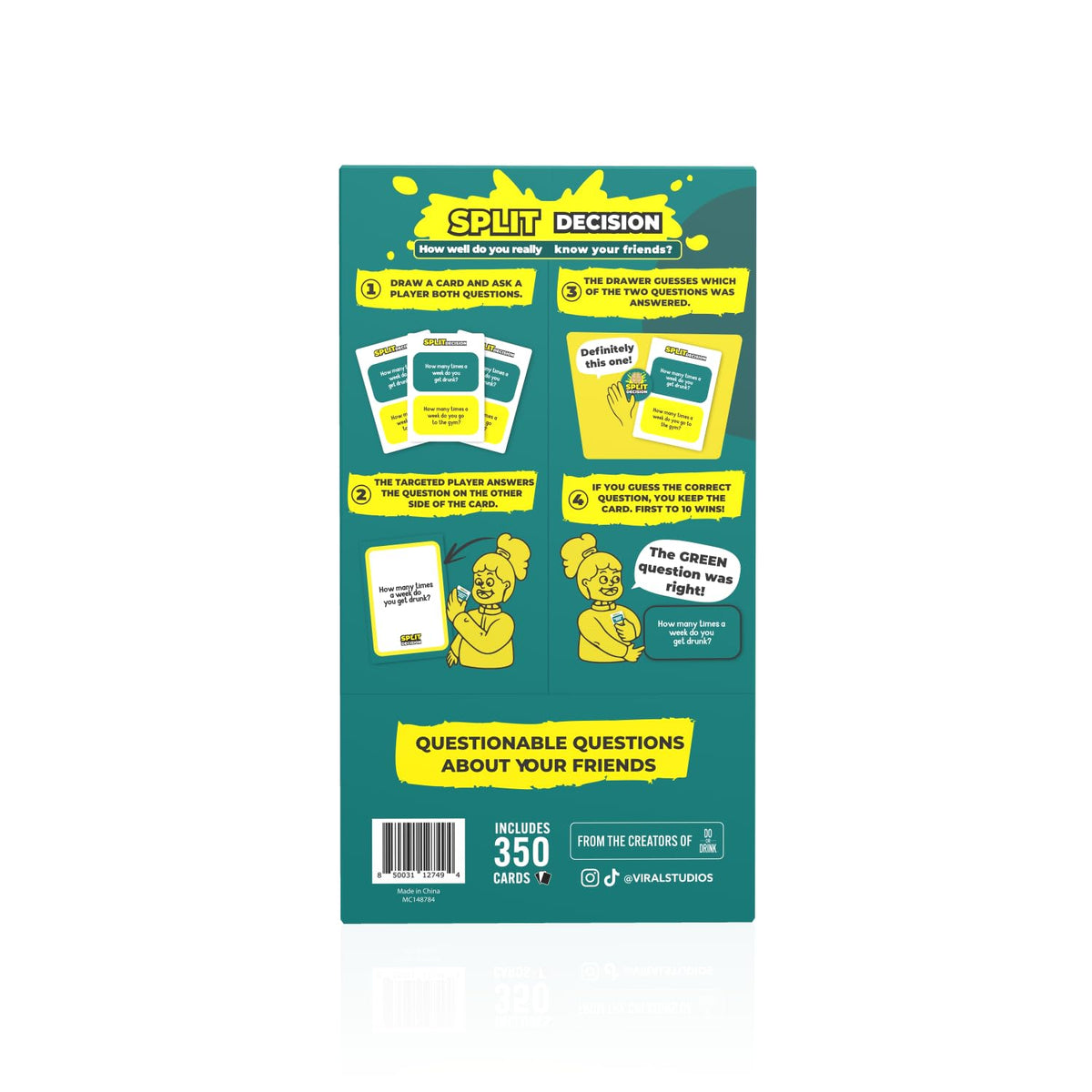 Viral Studios Split Decision Board Game – Intuition Meets Accusation (Ages 17+, 3+ Players)