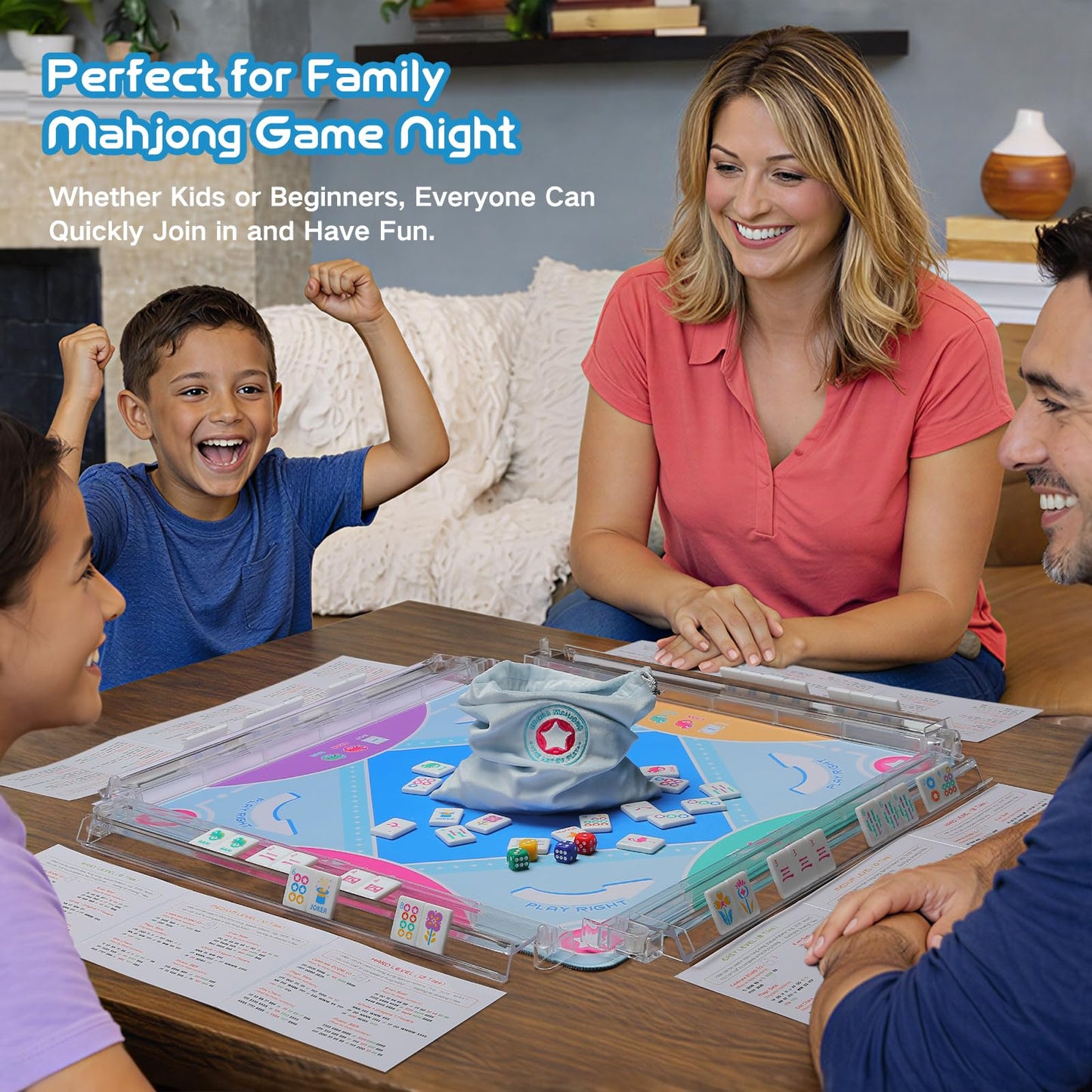 Virora Mahjong Mini Mahjong Set for Kids & Beginners — Portable Travel Tiles (160 Acrylic Tiles, Bag, Mat)