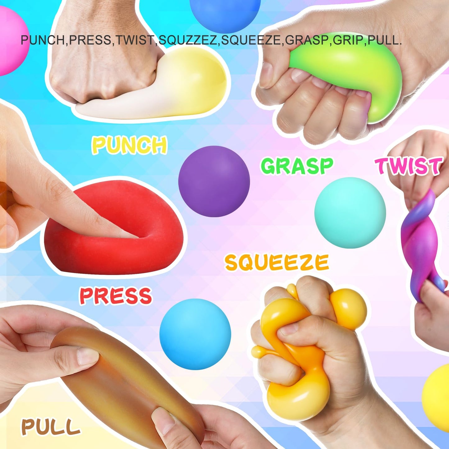 Viroucal 70-Piece Stress Balls Bulk Set – 35 Colors, 1.8-Inch Squishy Fidgets