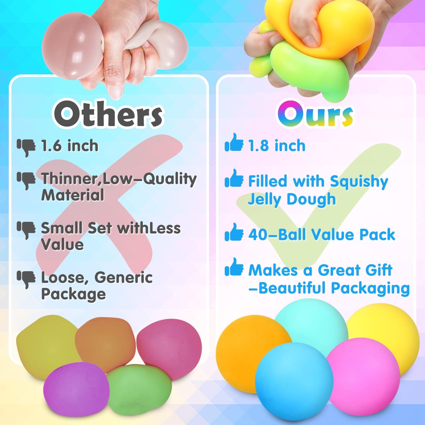 Viroucal 70-Piece Stress Balls Bulk Set – 35 Colors, 1.8-Inch Squishy Fidgets