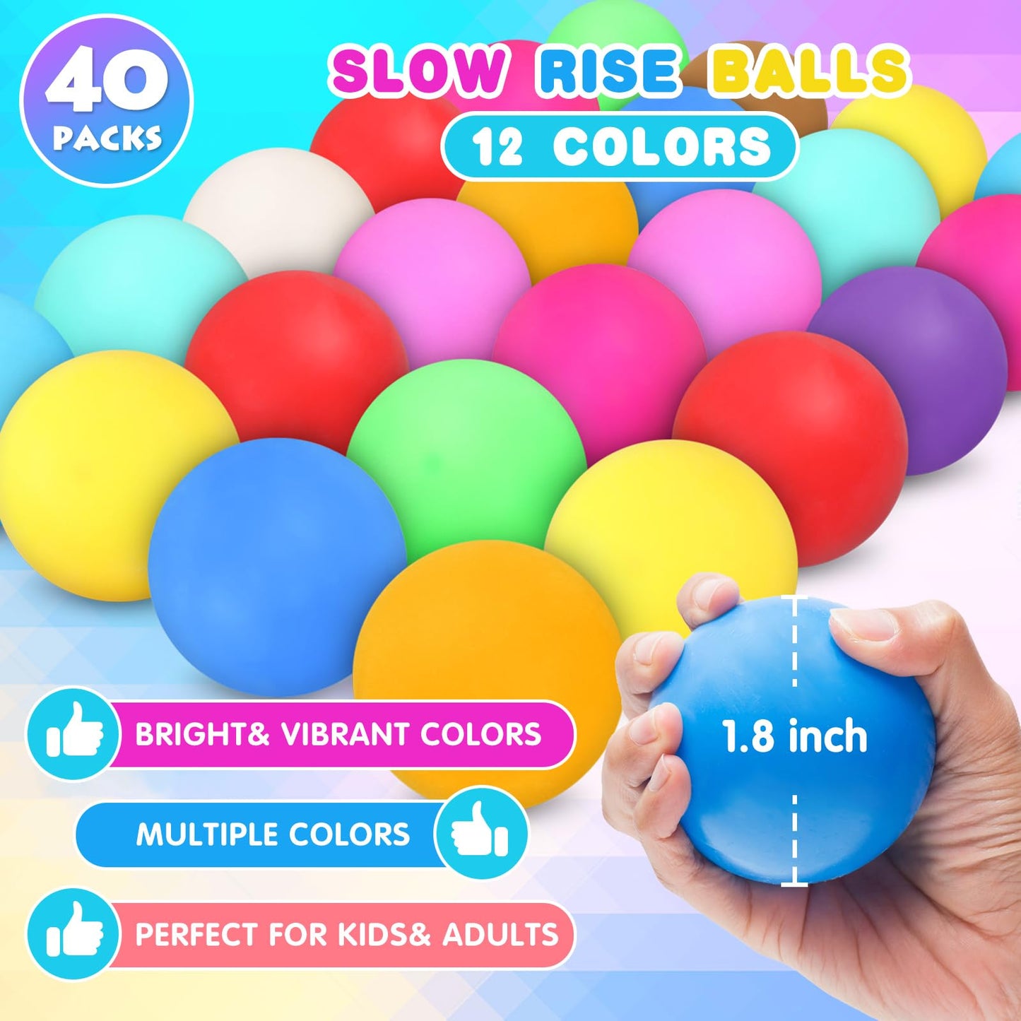 Viroucal 70-Piece Stress Balls Bulk Set – 35 Colors, 1.8-Inch Squishy Fidgets