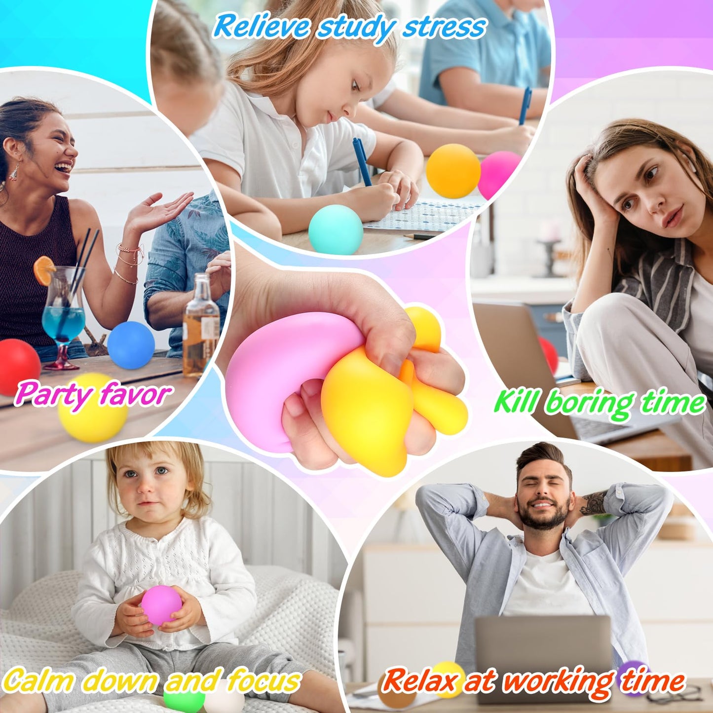 Viroucal 70-Piece Stress Balls Bulk Set – 35 Colors, 1.8-Inch Squishy Fidgets