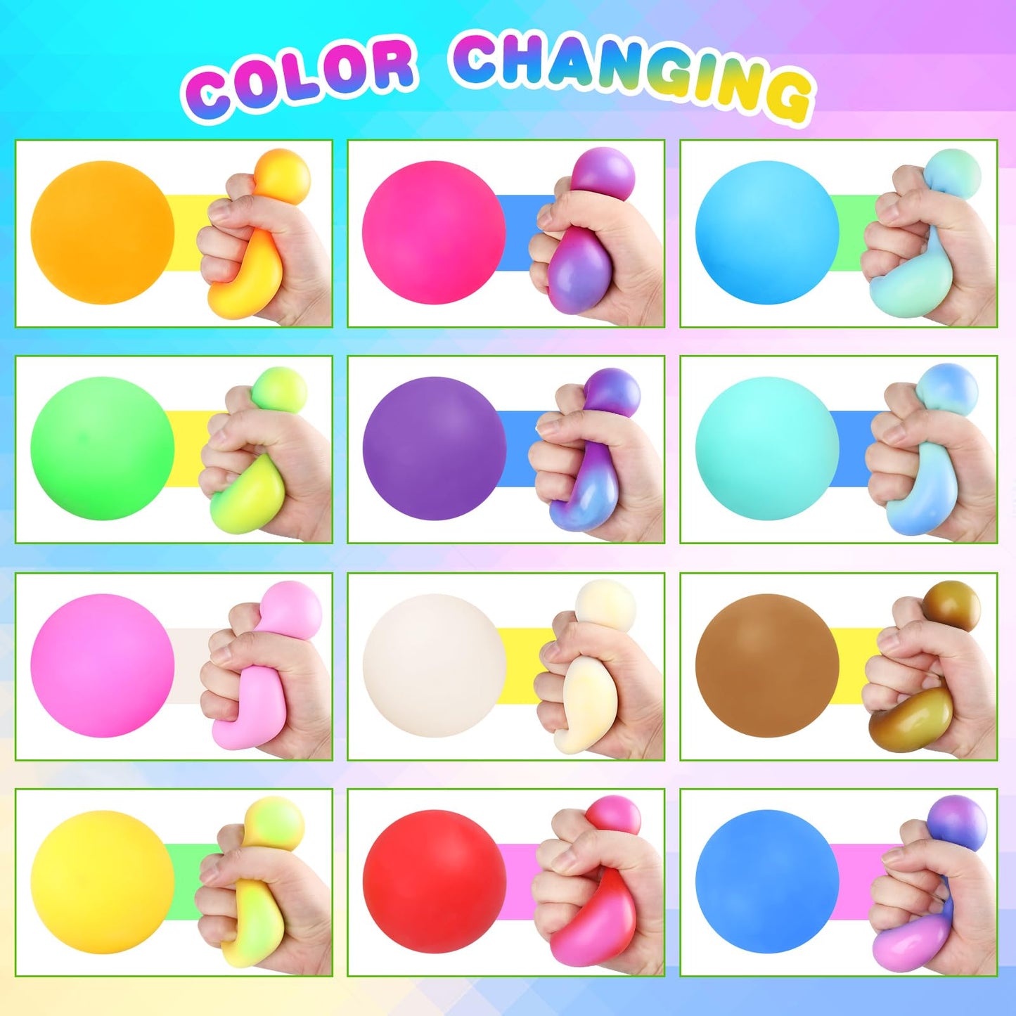 Viroucal 70-Piece Stress Balls Bulk Set – 35 Colors, 1.8-Inch Squishy Fidgets