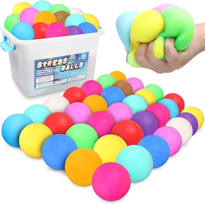 Viroucal 70-Piece Stress Balls Bulk Set – 35 Colors, 1.8-Inch Squishy Fidgets