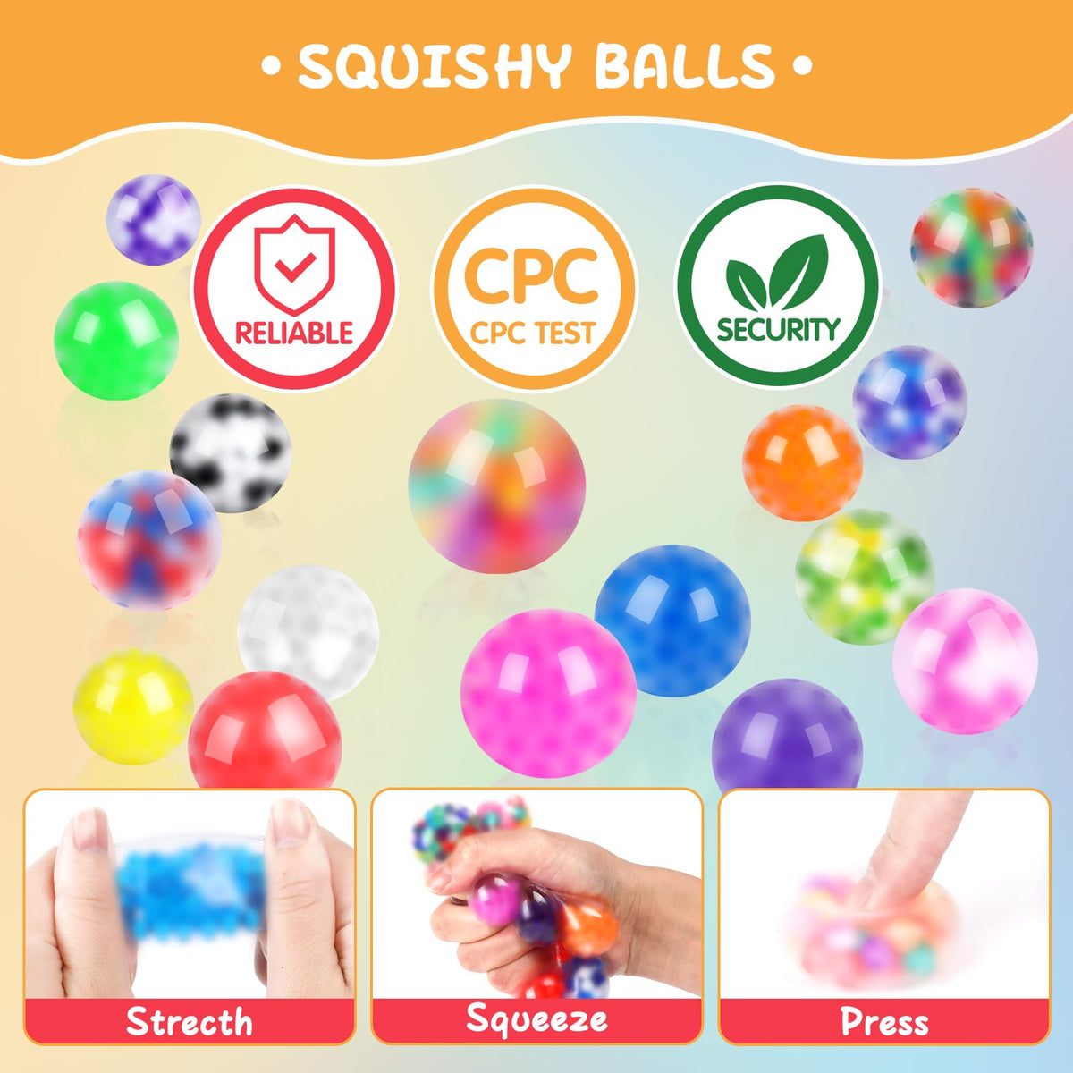 VISCOO 128-Pack Stress Balls for Adults – Palm-Sized Fidget Set for Anxiety Relief, Party Favors & Gifts