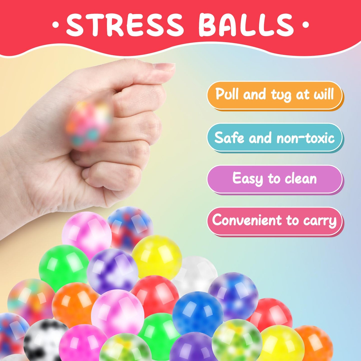 VISCOO 128-Pack Stress Balls for Adults – Palm-Sized Fidget Set for Anxiety Relief, Party Favors & Gifts