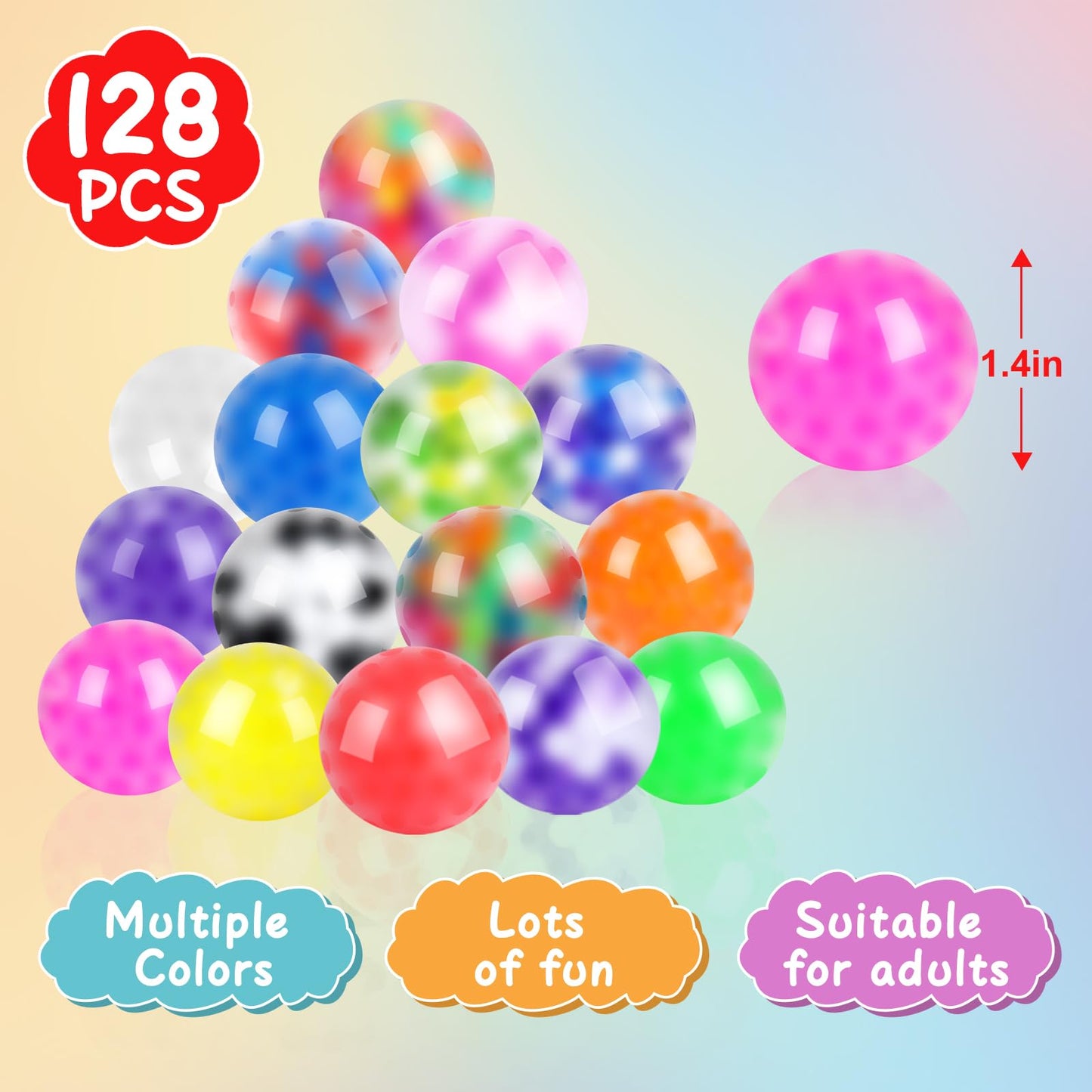 VISCOO 128-Pack Stress Balls for Adults – Palm-Sized Fidget Set for Anxiety Relief, Party Favors & Gifts