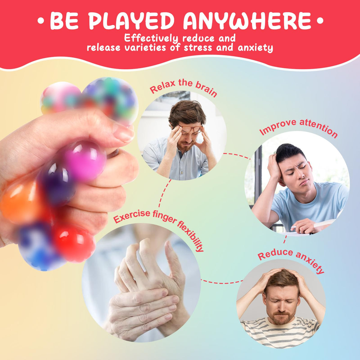VISCOO 128-Pack Stress Balls for Adults – Palm-Sized Fidget Set for Anxiety Relief, Party Favors & Gifts