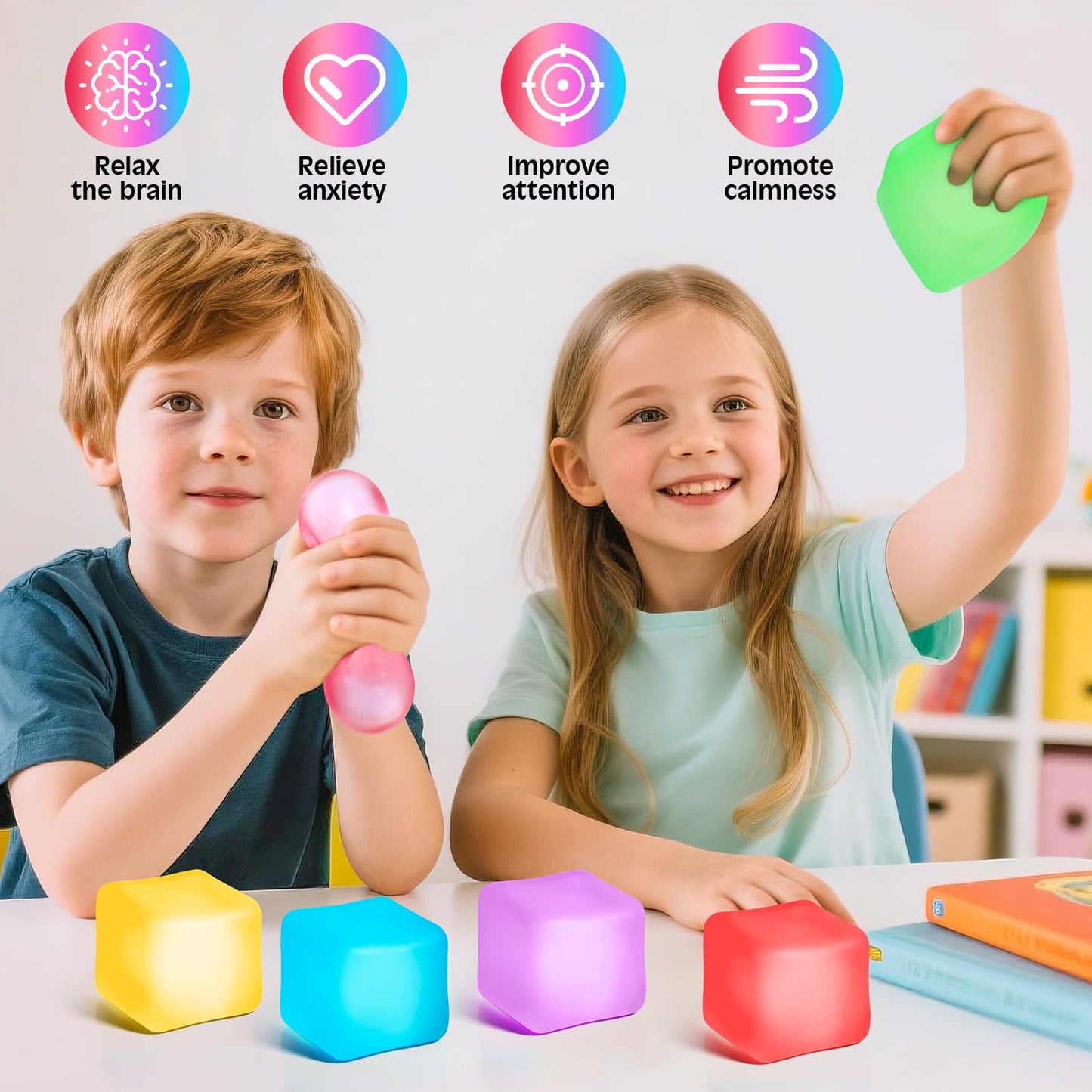 VISCOO 8 Pack Stress Cube – Slow Rising Ice Fidget Balls for Focus, Anxiety Relief, and Classroom Prizes