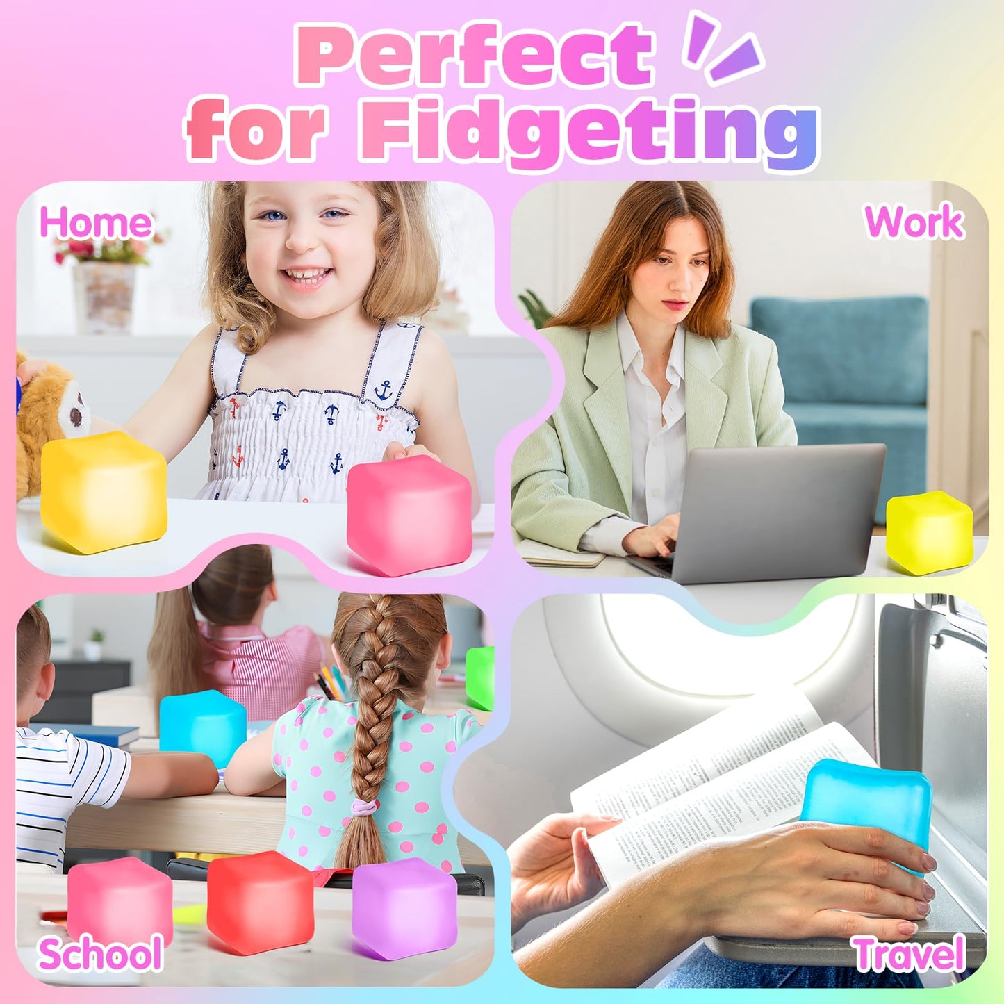 VISCOO 8 Pack Stress Cube – Slow Rising Ice Fidget Balls for Focus, Anxiety Relief, and Classroom Prizes