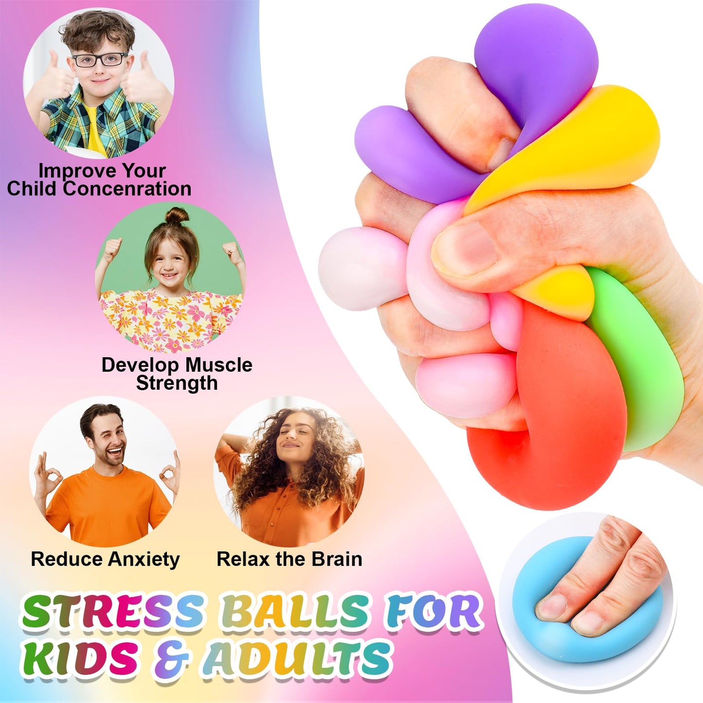 VISCOO 24 Pack Stress Balls – Slow Rising Fidget Toys for Anxiety Relief | 2-Inch