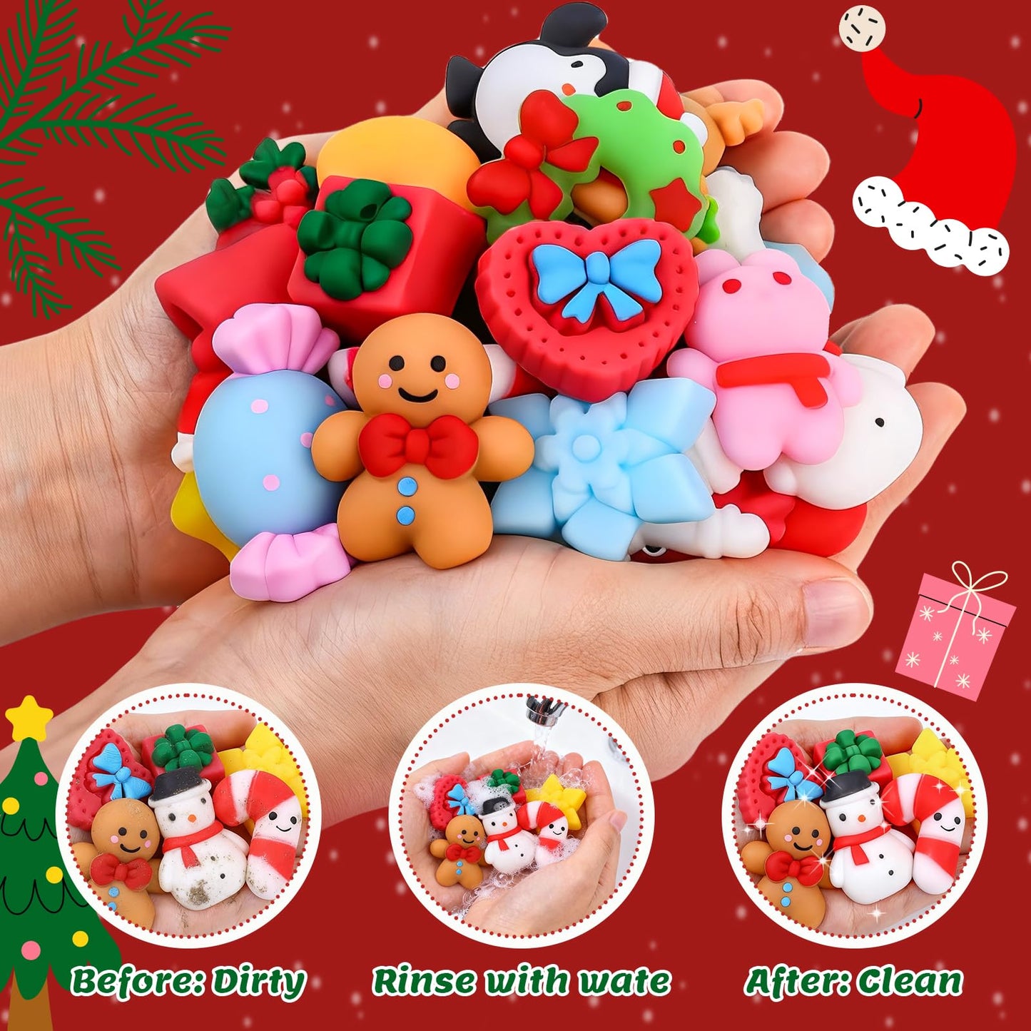 VISCOO 30-Pack Christmas Mochi Squishies – Party Favors & Stress Relief