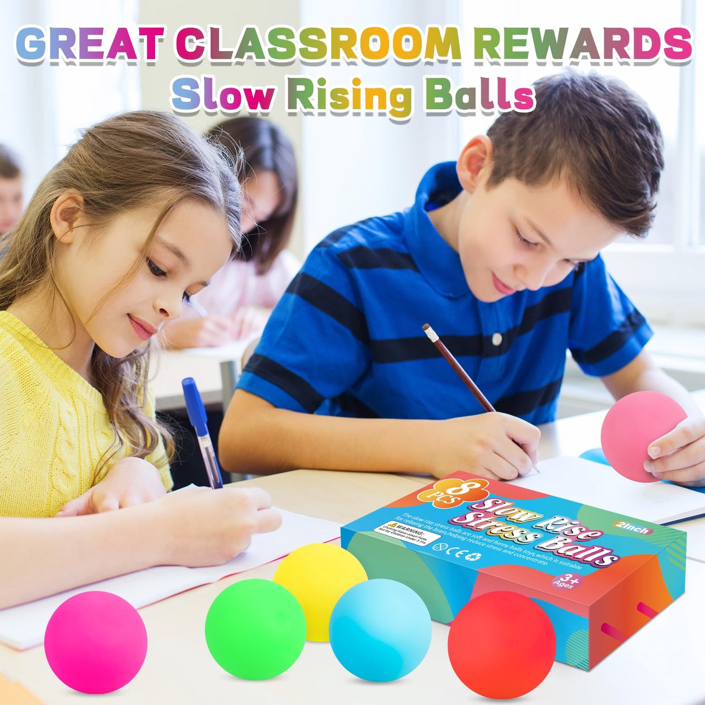 VISCOO 8 Pack Slow Rising Stress Balls - Fidget Toys for Kids & Adults
