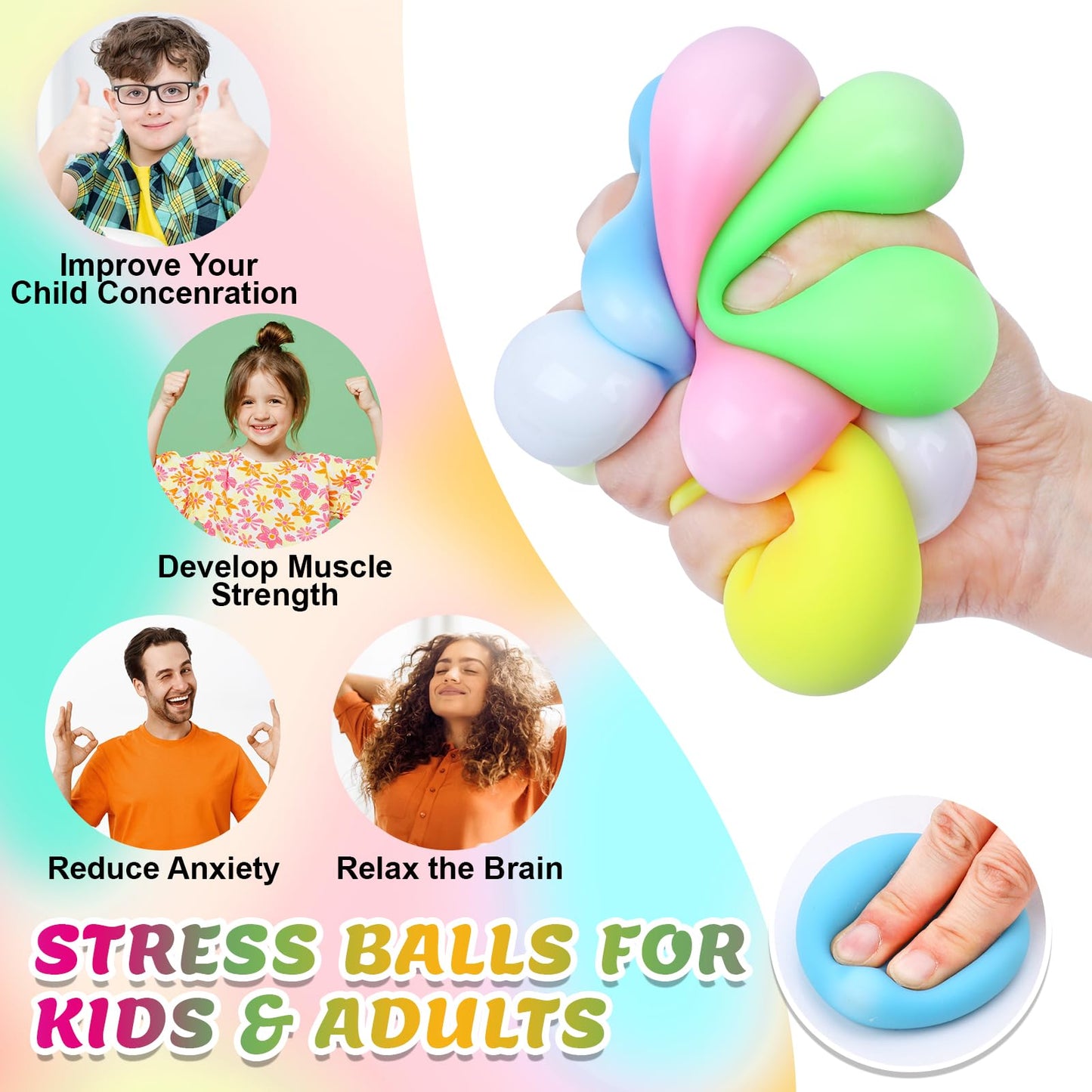 VISCOO 8 Pack Slow Rising Stress Balls - Fidget Toys for Kids & Adults