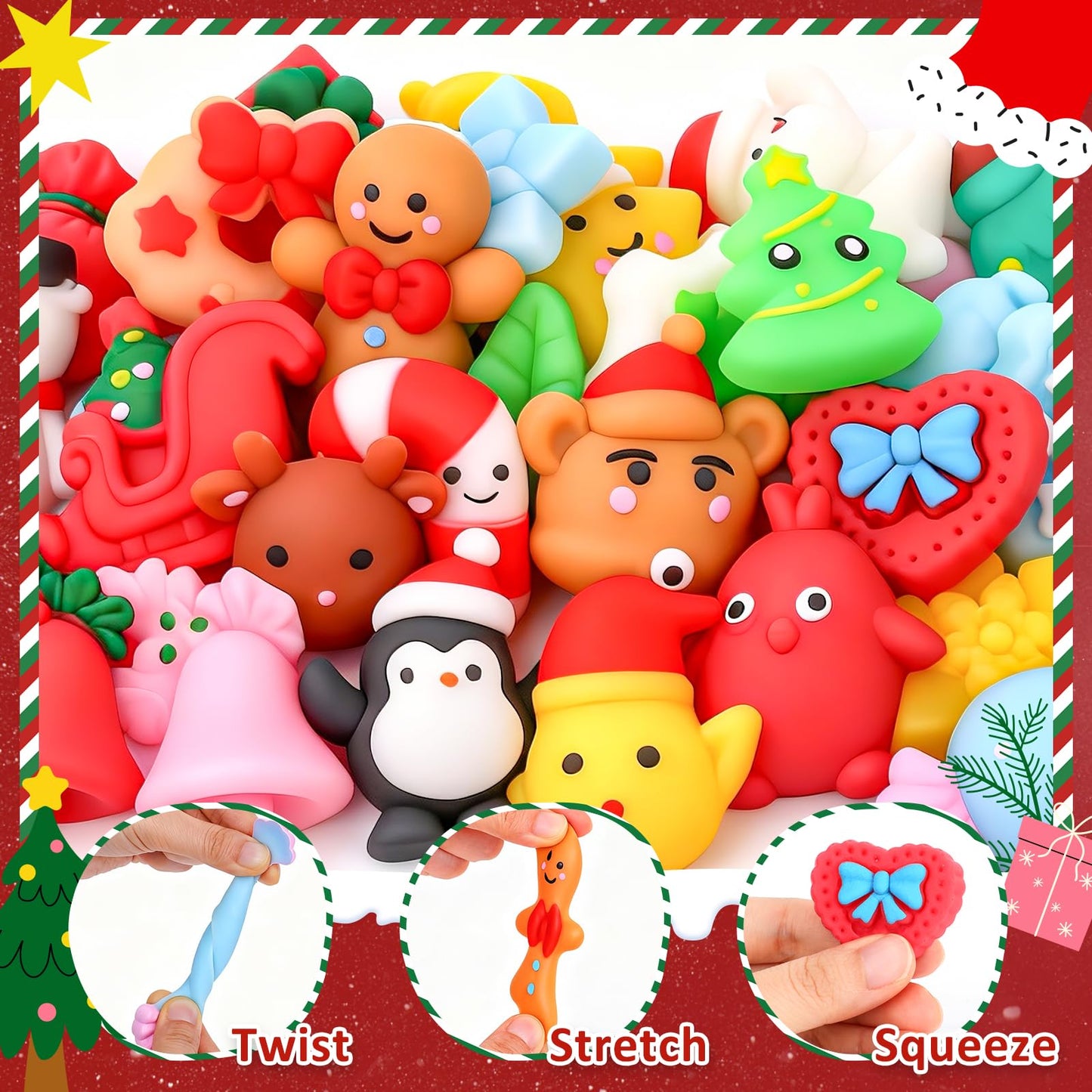 VISCOO 30-Pack Christmas Mochi Squishies – Party Favors & Stress Relief