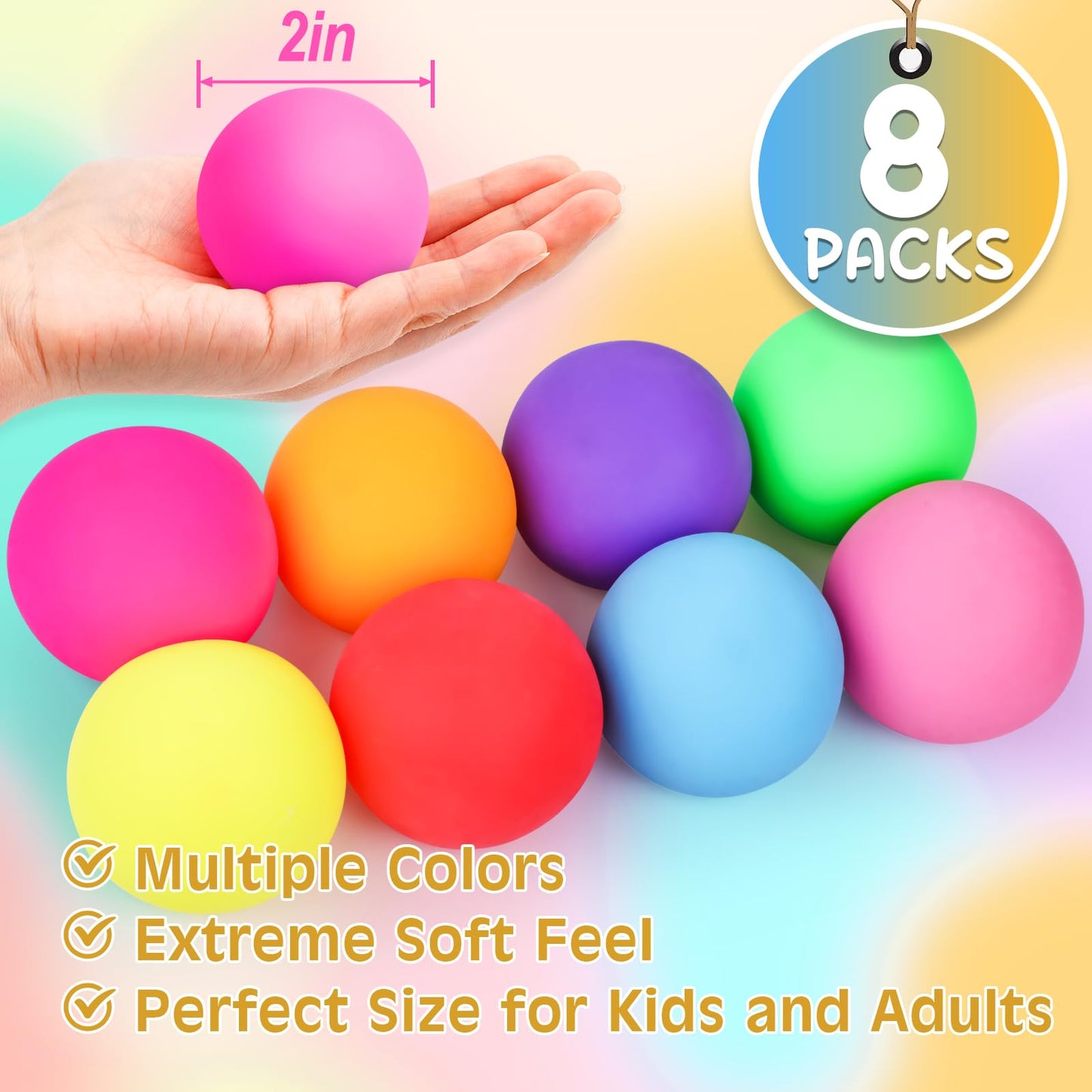VISCOO 8 Pack Slow Rising Stress Balls - Fidget Toys for Kids & Adults