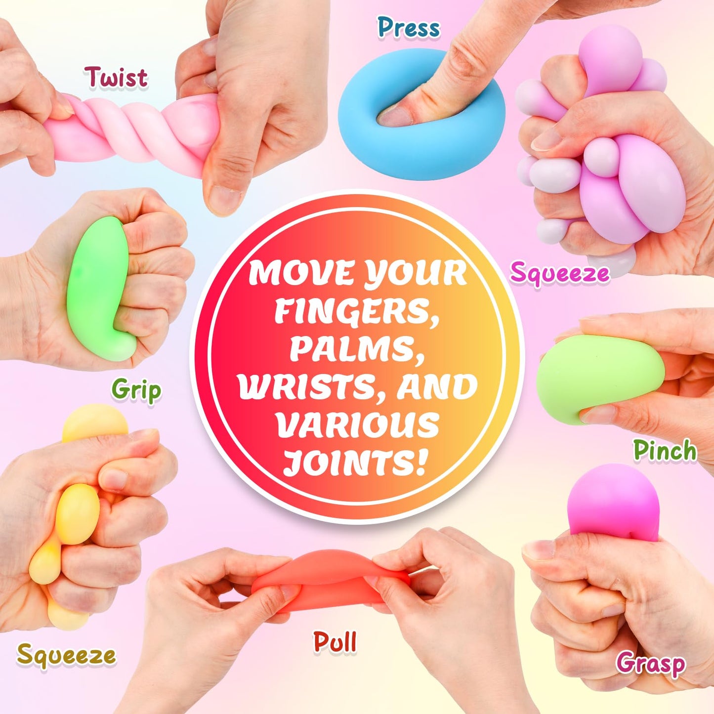 VISCOO 120-Pack Stress Balls | Slow-Rise Fidget Balls for Kids & Adults | Sensory Squishy Set