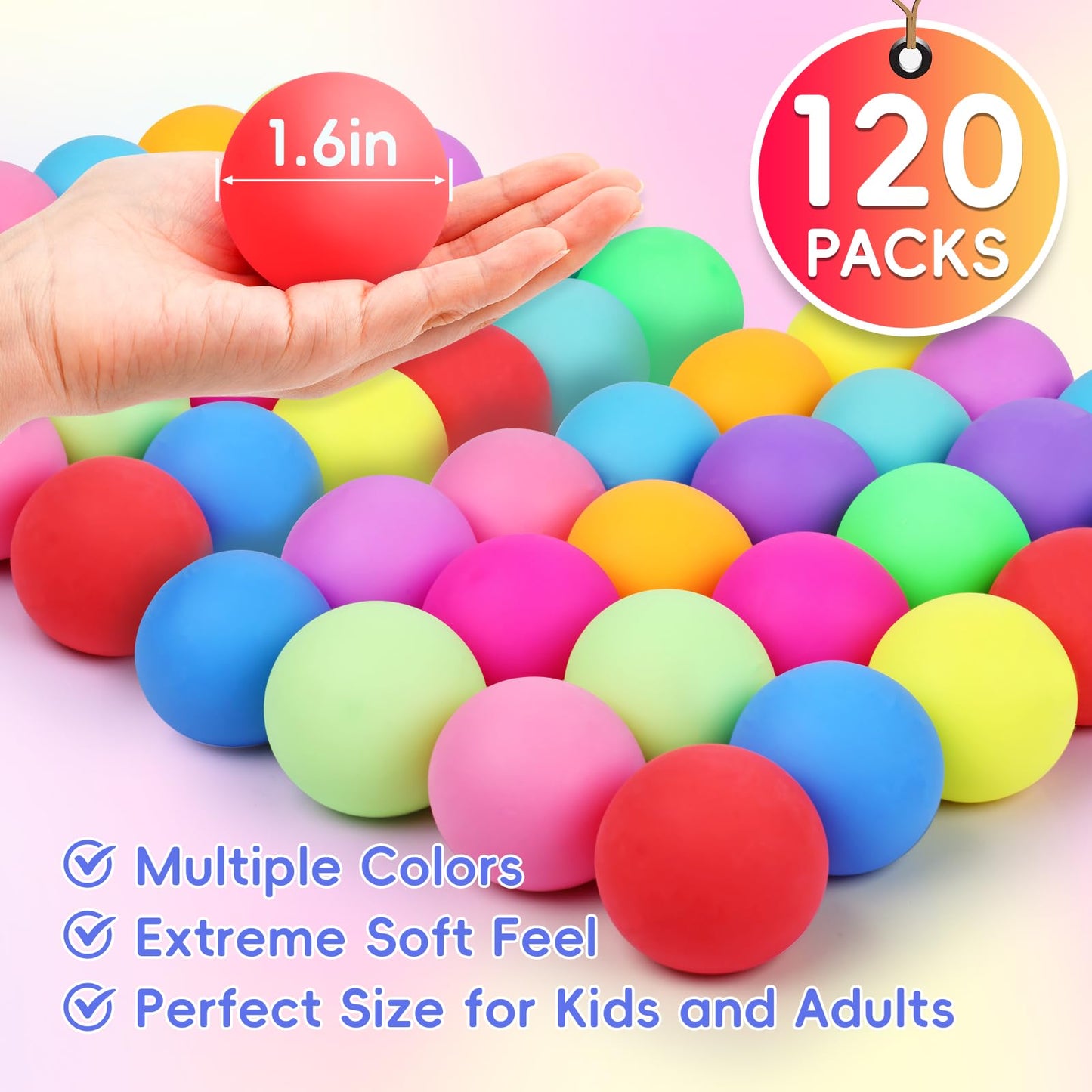 VISCOO 120-Pack Stress Balls | Slow-Rise Fidget Balls for Kids & Adults | Sensory Squishy Set