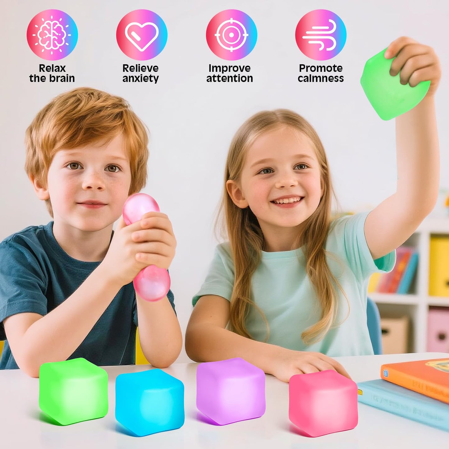 VISCOO 4 Pack Stress Cube – Slow Rising Ice Cube Fidget Toys for Focus & Calm