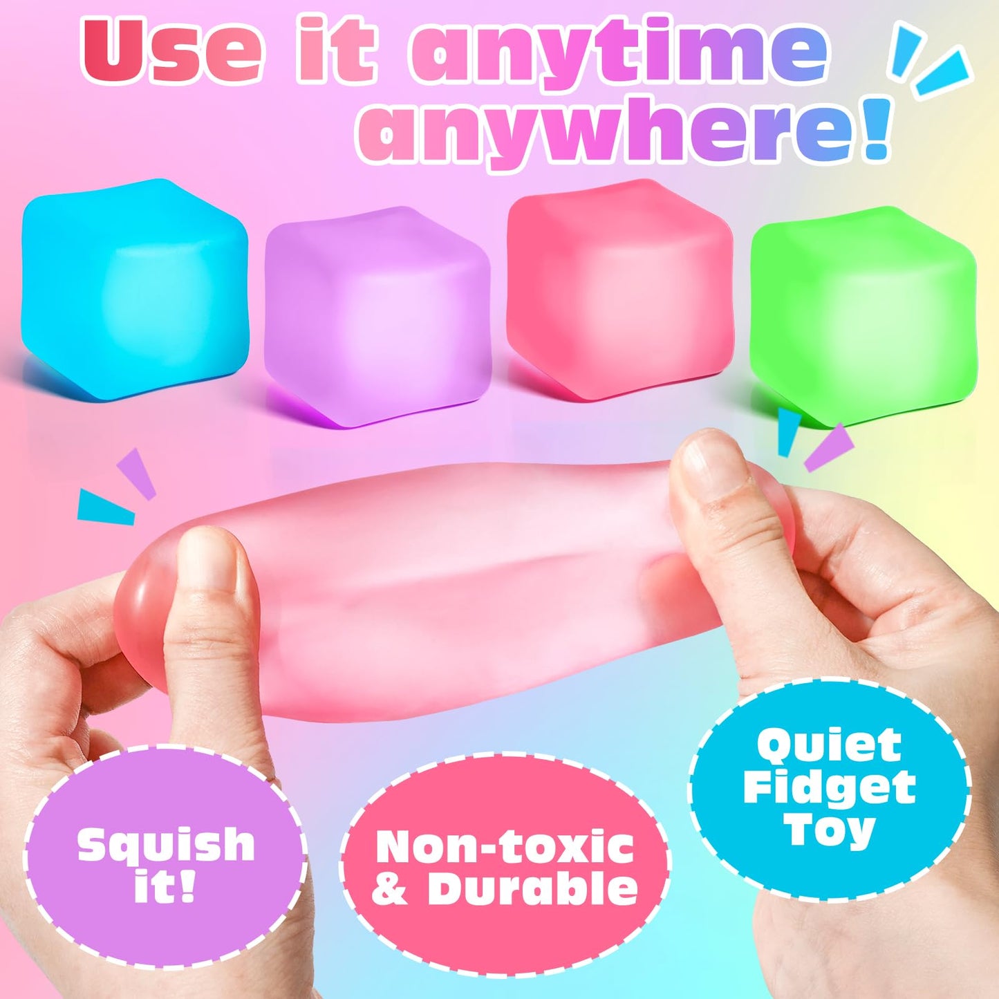 VISCOO 4 Pack Stress Cube – Slow Rising Ice Cube Fidget Toys for Focus & Calm