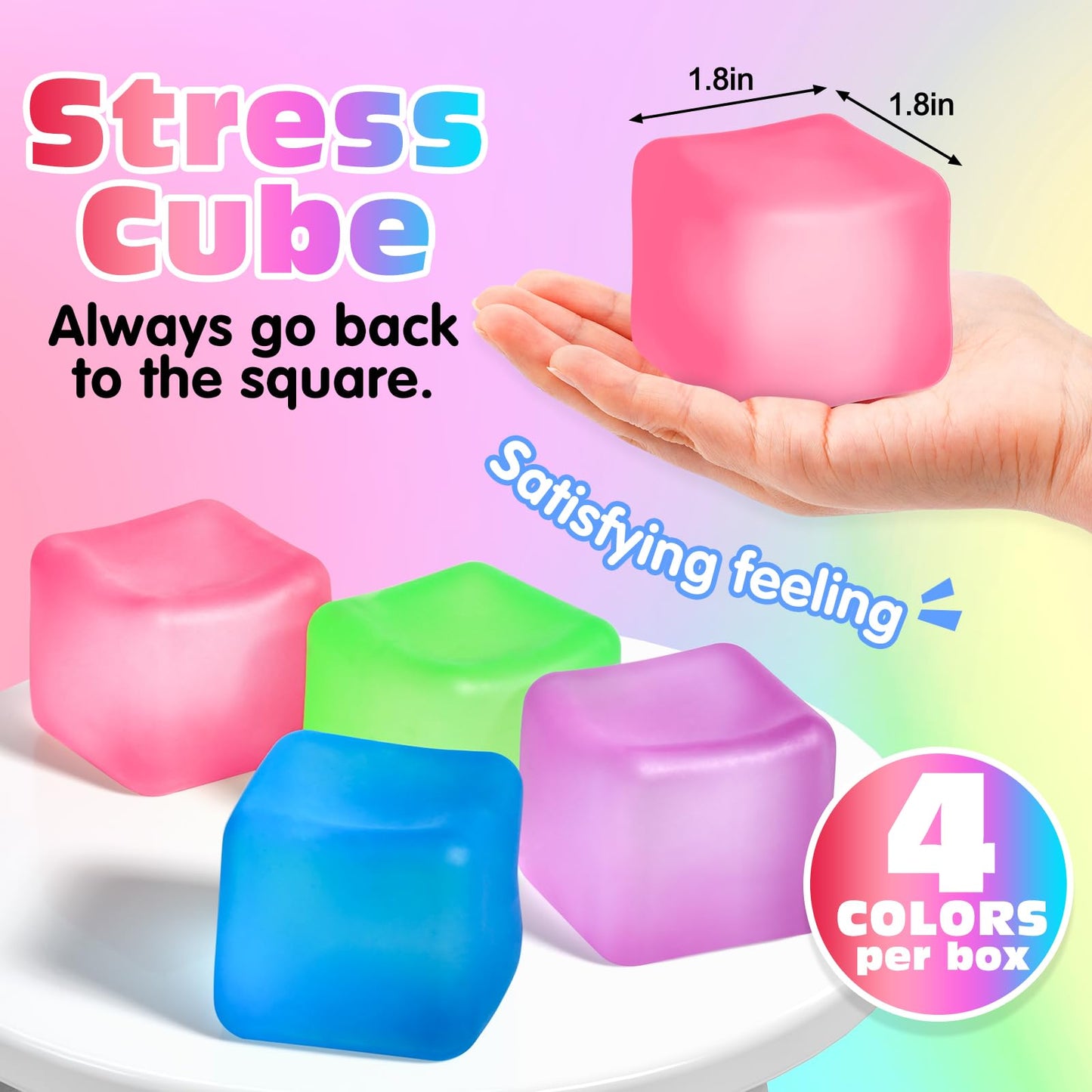 VISCOO 4 Pack Stress Cube – Slow Rising Ice Cube Fidget Toys for Focus & Calm